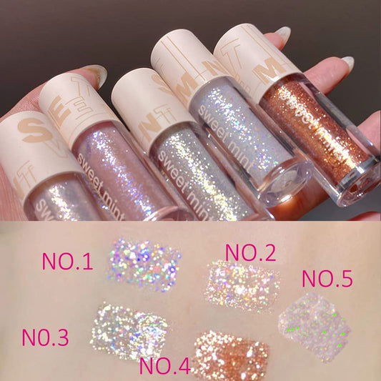 5Pcs Liquid Glitter Eyeshadow Set- Sparkling Metallic High Pigmented Glitter Eye Shadow Korean Crystals Makeup, Quick Drying Long Lasting Creates High-Impact Multi Dimensional Eye Looks