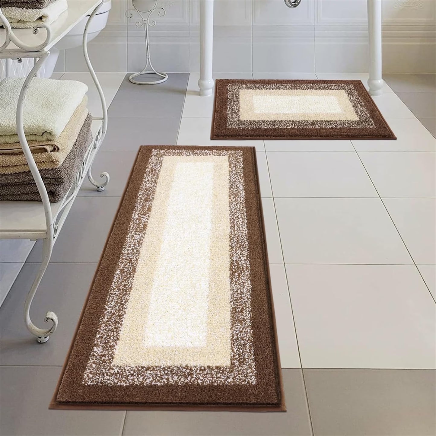 3 Piece Bath Rug Set Microfiber Washable Non Slip Bathroom Rug and Mat Set