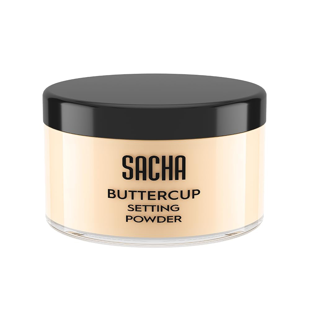 Sacha Buttercup Setting Powder – Medium to Deep Skin Tones Translucent Loose Face Powder, Flashback-Resistant, Oil Control, Long-Wear Matte Finish (1.75 Oz)