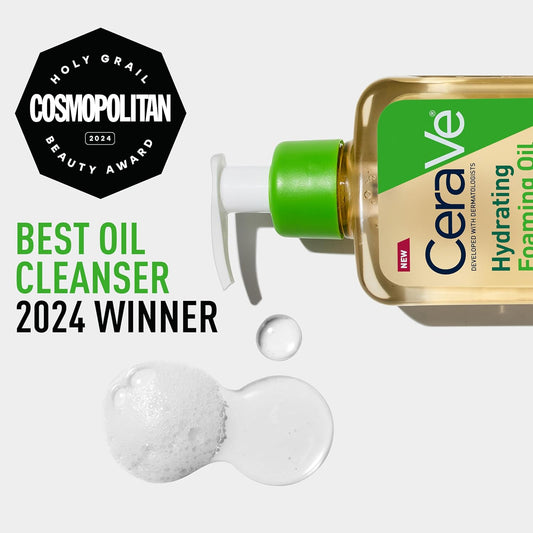 Hydrating Foaming Oil Facial Cleanser with Hyaluronic Acid, 19Oz | Face and Body Wash with Squalane Oil and Ceramides in a Fragrance Free, Residue Free Formula for Dry to Very Dry Skin.