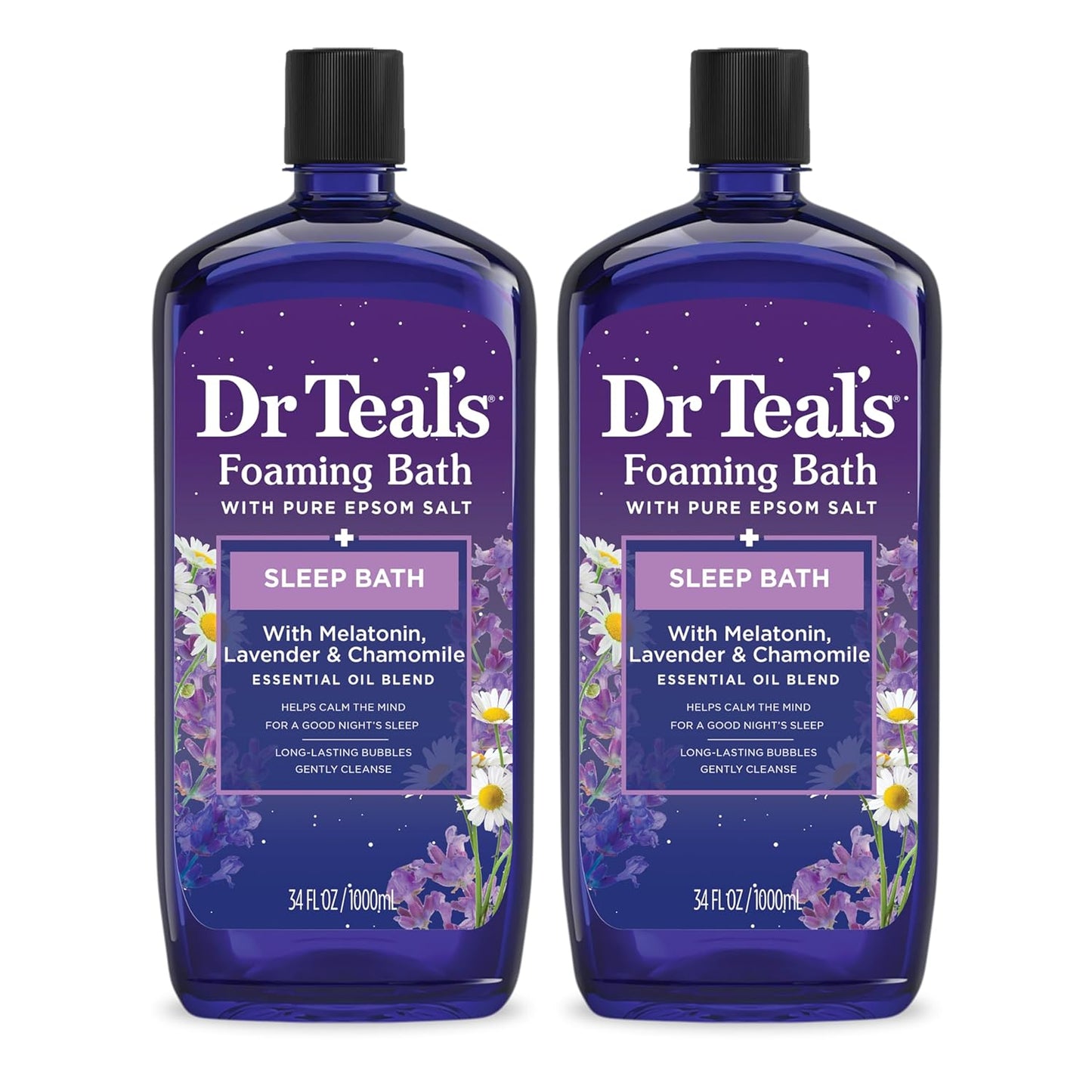 Foaming Bath with Pure Epsom Salt, Soothe & Sleep with Lavender, 34 Fl Oz (Pack of 2)