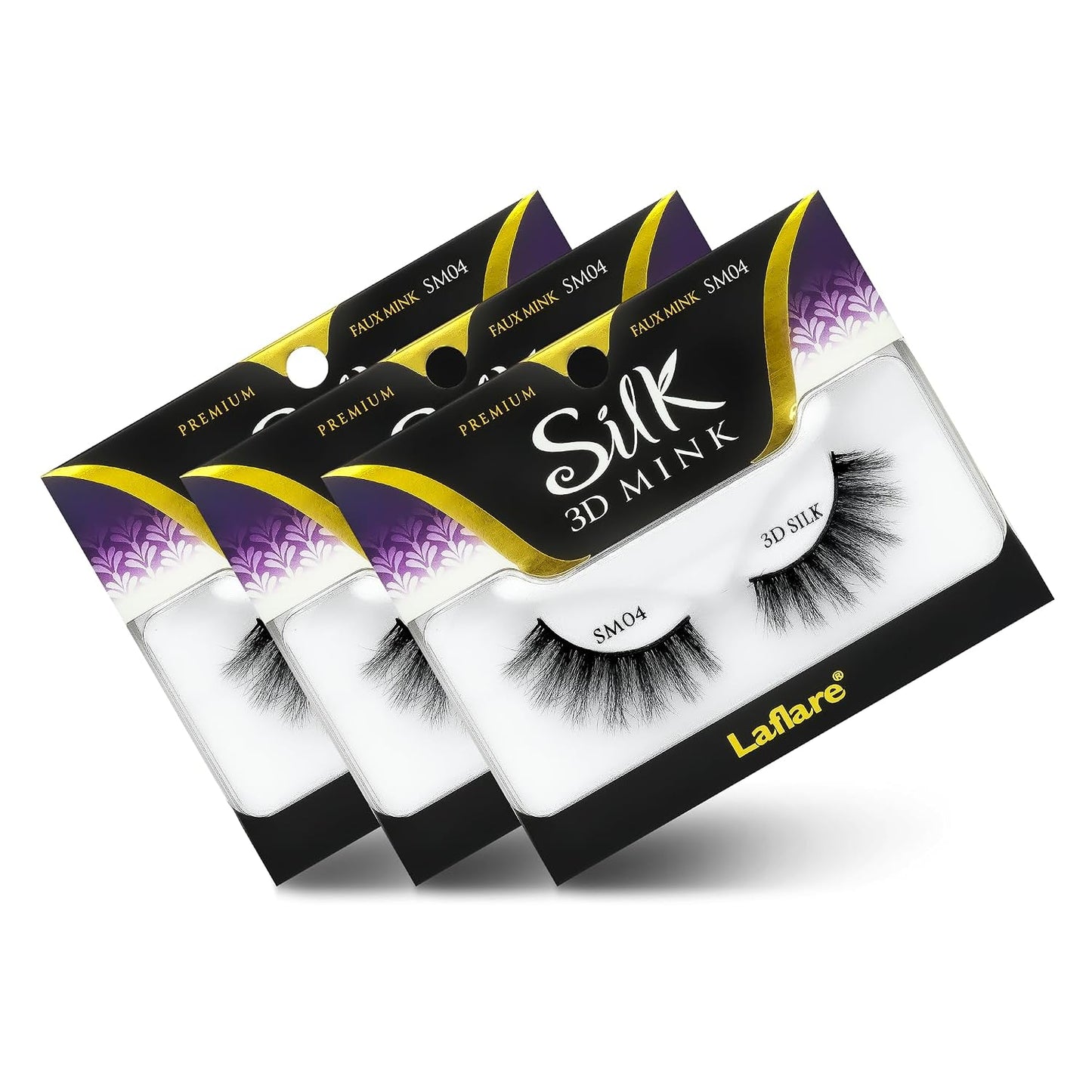 Silk Mink 3D False Eyelashes Light, Fluffy Natural Looking False Lashes, Wispy Lashes. 3PK… (SM01)