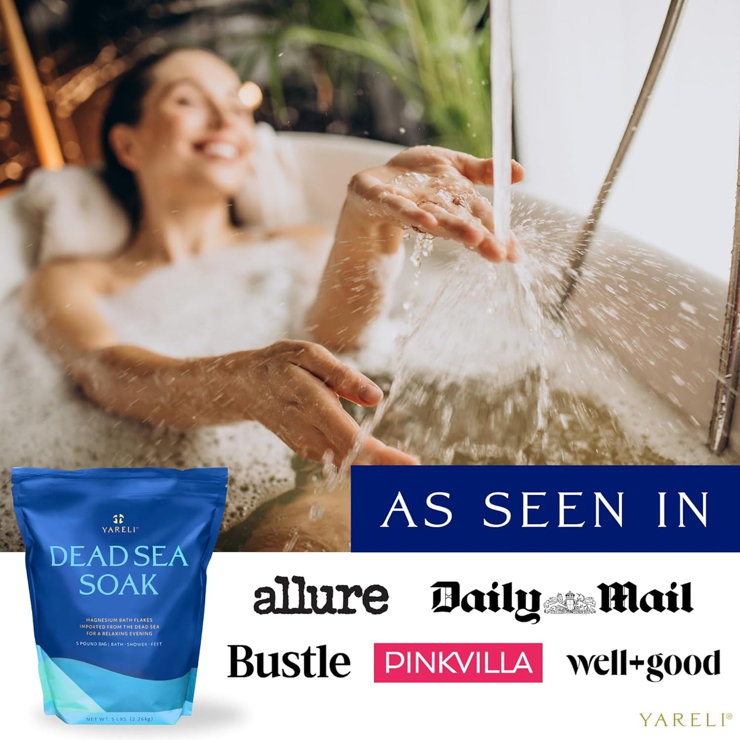 Magnesium Flakes, 15Lb, Dead Sea Bath & Foot Soak, Alternative to Epsom Salt for Relaxation, Wellness & Muscle Relief