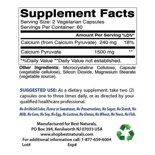 2 Pack Calcium Pyruvate 750 Mg 120 Capsules