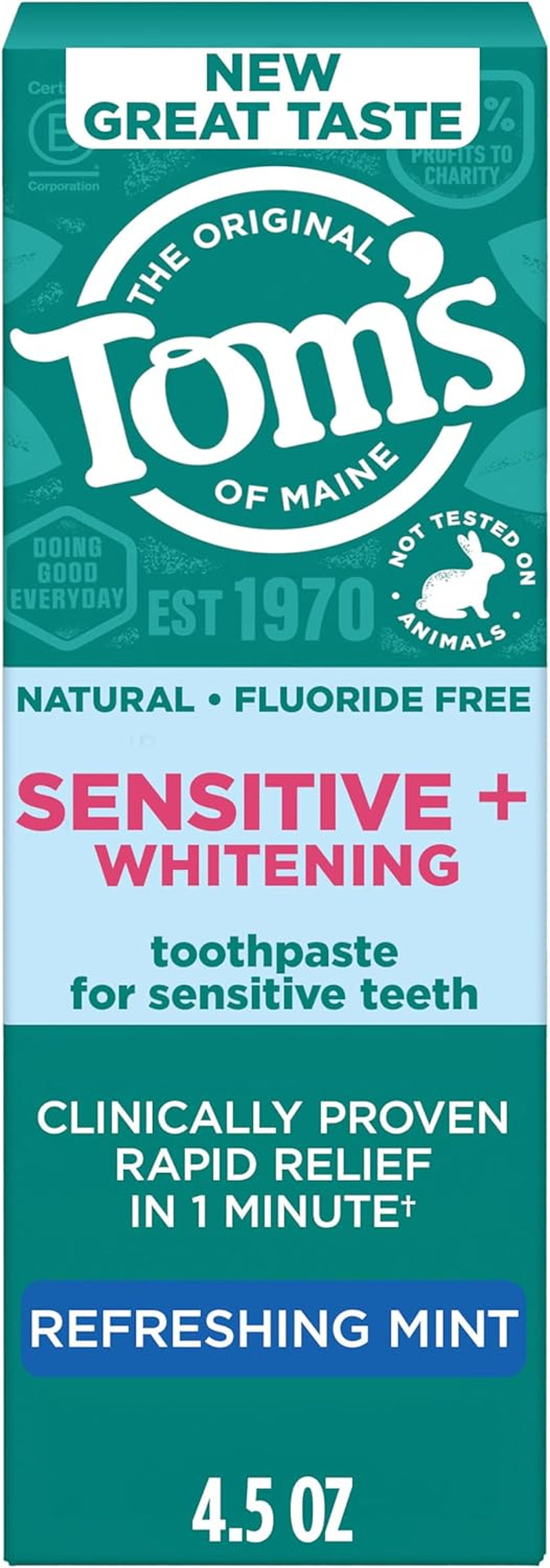 Fluoride-Free Rapid Relief Sensitive Toothpaste, Fresh Mint, 4 Oz. 3-Pack (Packaging May Vary)