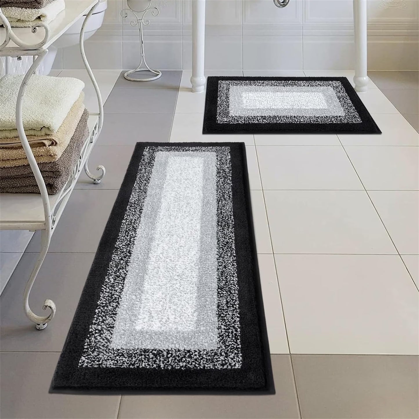 3 Piece Bath Rug Set Microfiber Washable Non Slip Bathroom Rug and Mat Set