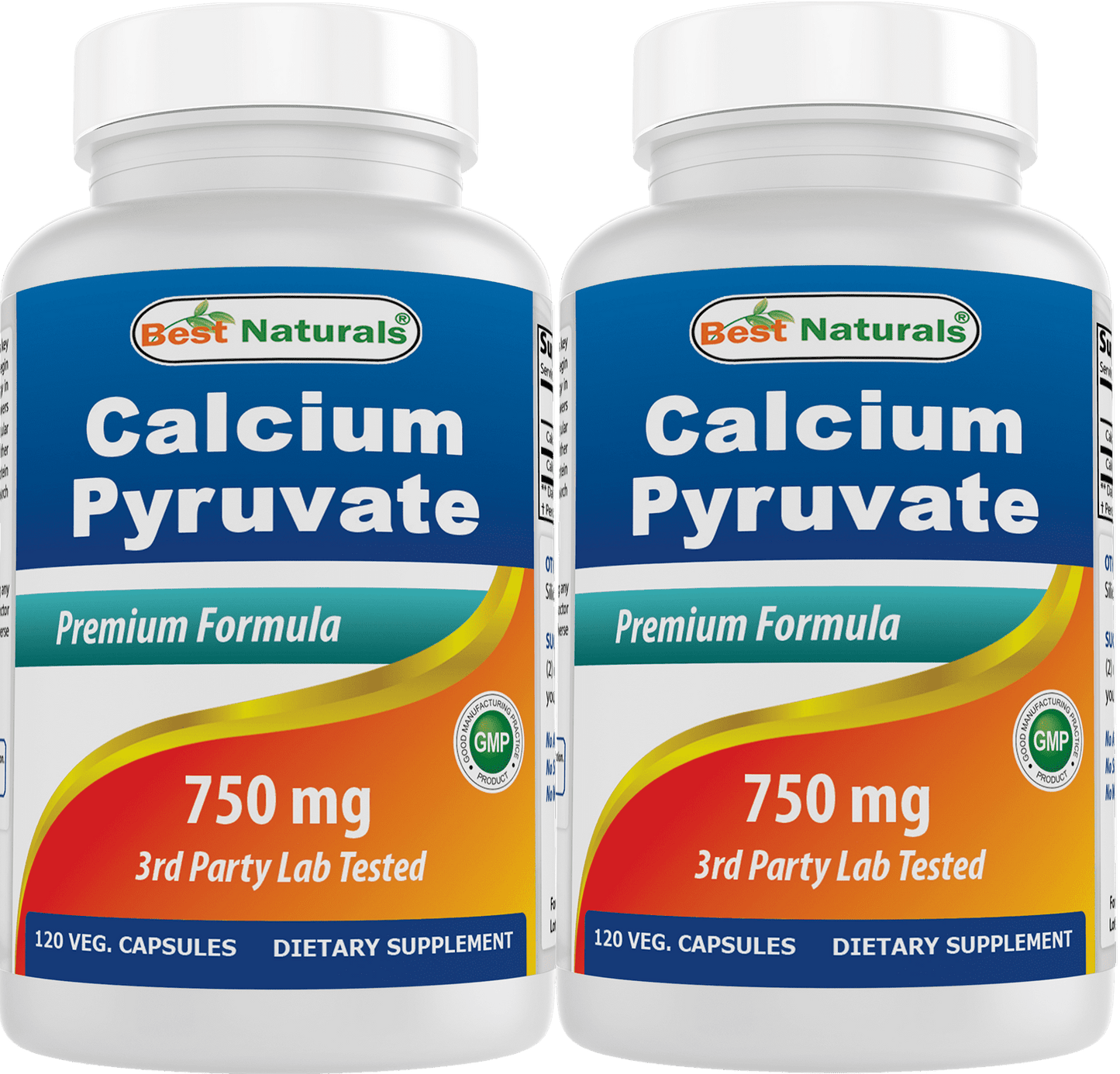 2 Pack  Calcium Pyruvate 750 Mg 120 Capsules