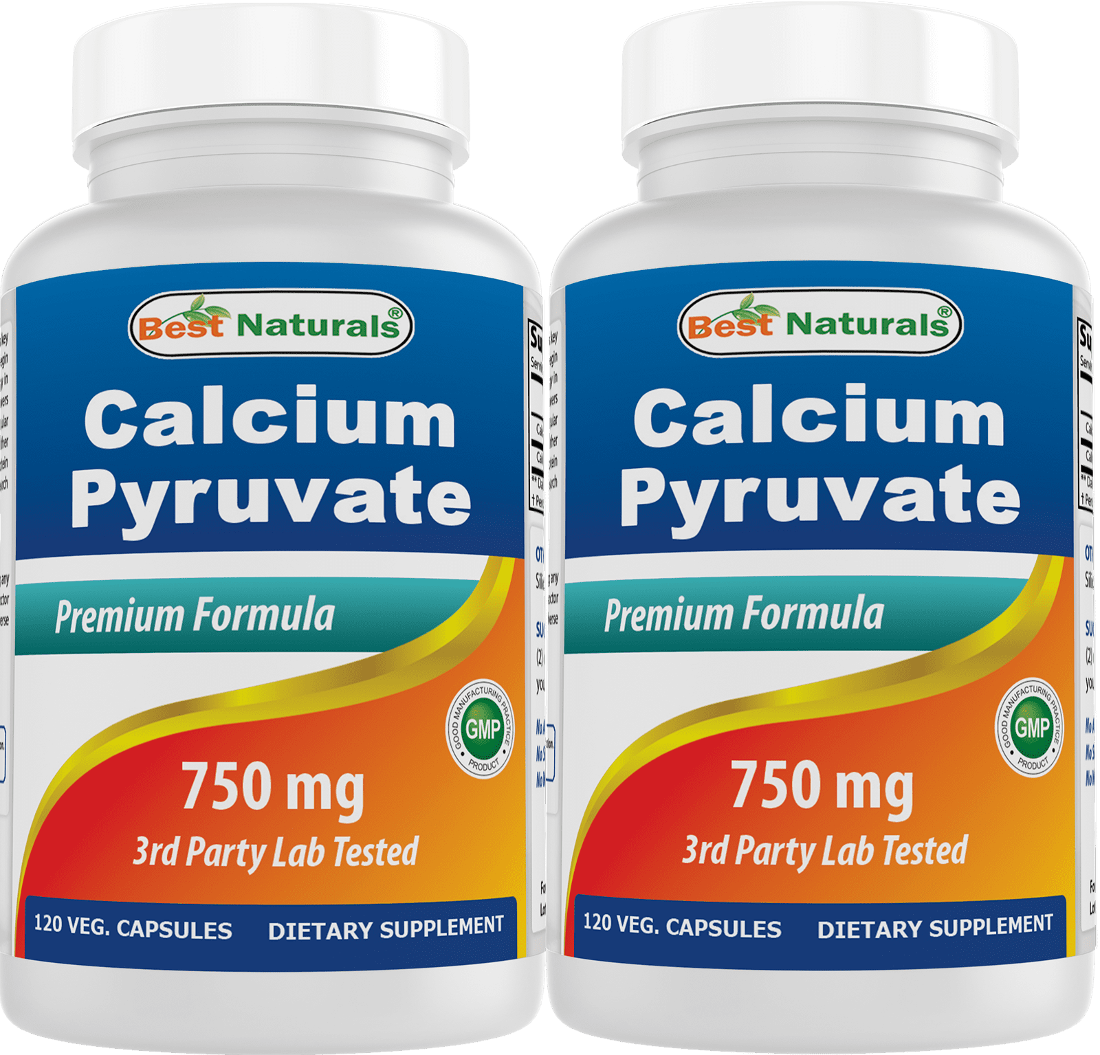 2 Pack  Calcium Pyruvate 750 Mg 120 Capsules