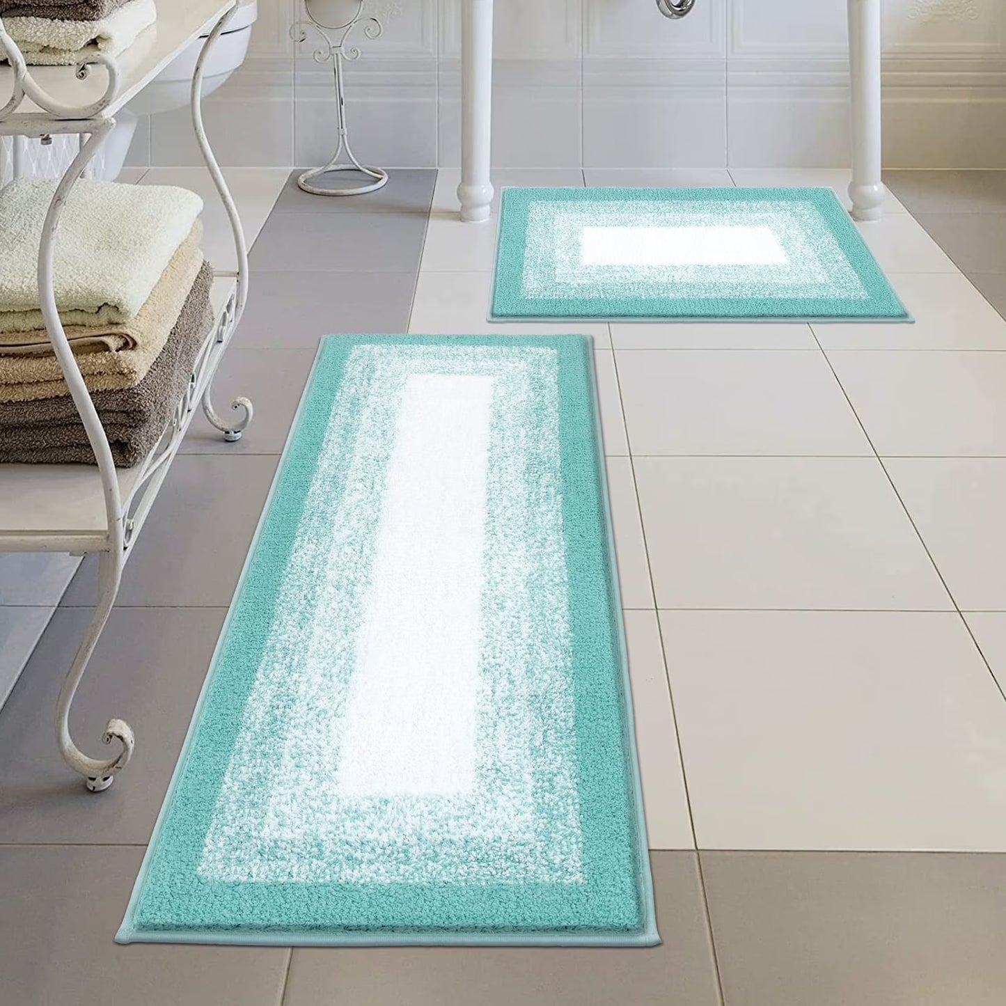 3 Piece Bath Rug Set Microfiber Washable Non Slip Bathroom Rug and Mat Set