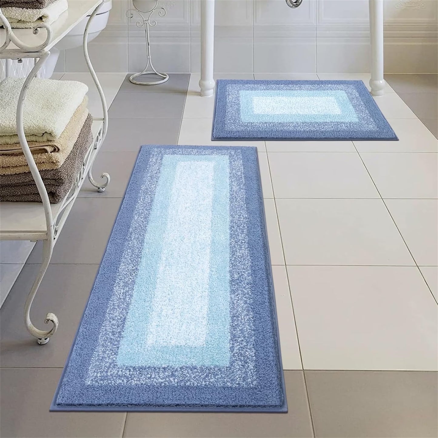 3 Piece Bath Rug Set Microfiber Washable Non Slip Bathroom Rug and Mat Set