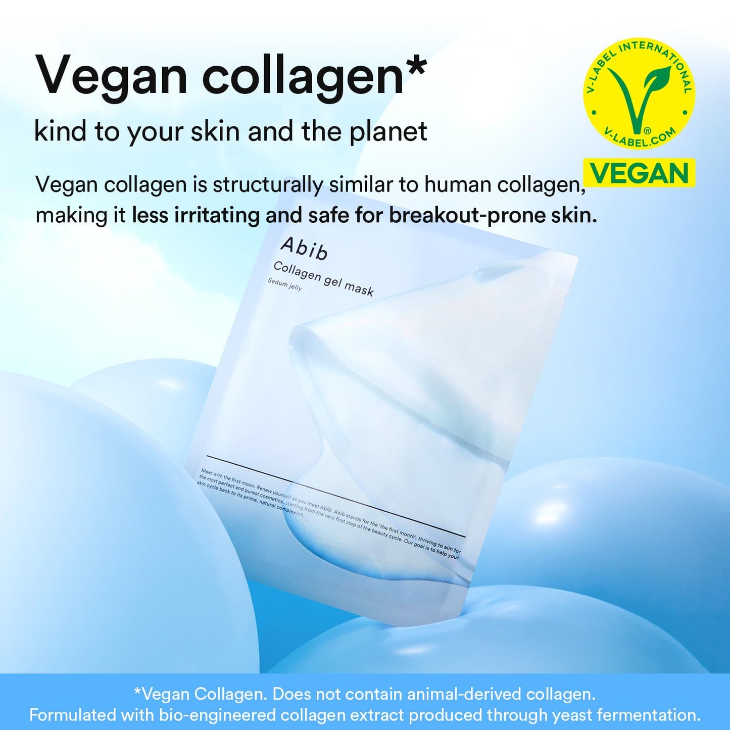 Vegan Collagen Gel Mask Sedum Jelly 4 Sheets (Hydrating) I Korean Vegan Collagen, Cooling Hydrating Hyaluronic Acid Hydrogel Face Mask Skin Care