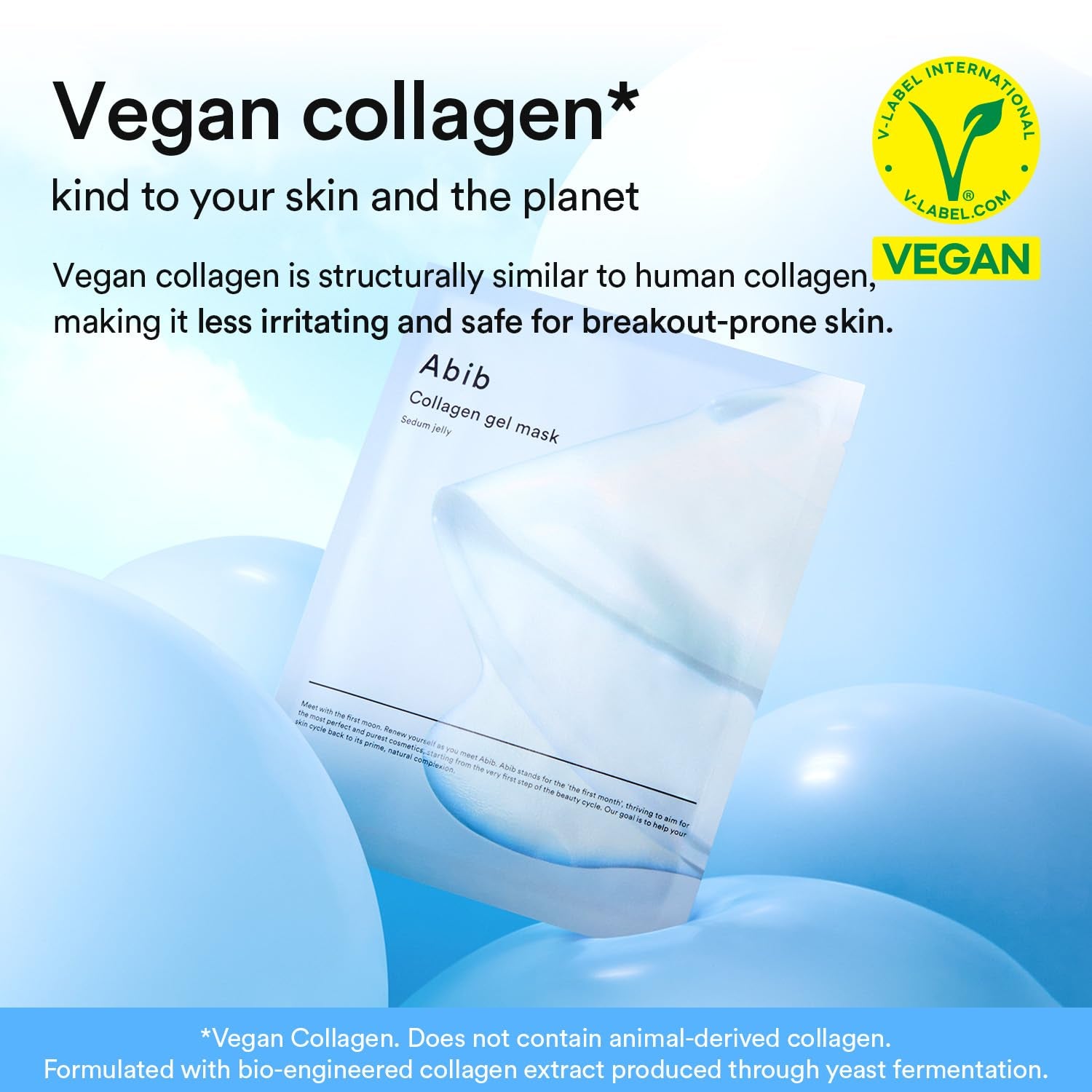 Vegan Collagen Gel Mask Sedum Jelly 4 Sheets (Hydrating) I Korean Vegan Collagen, Cooling Hydrating Hyaluronic Acid Hydrogel Face Mask Skin Care