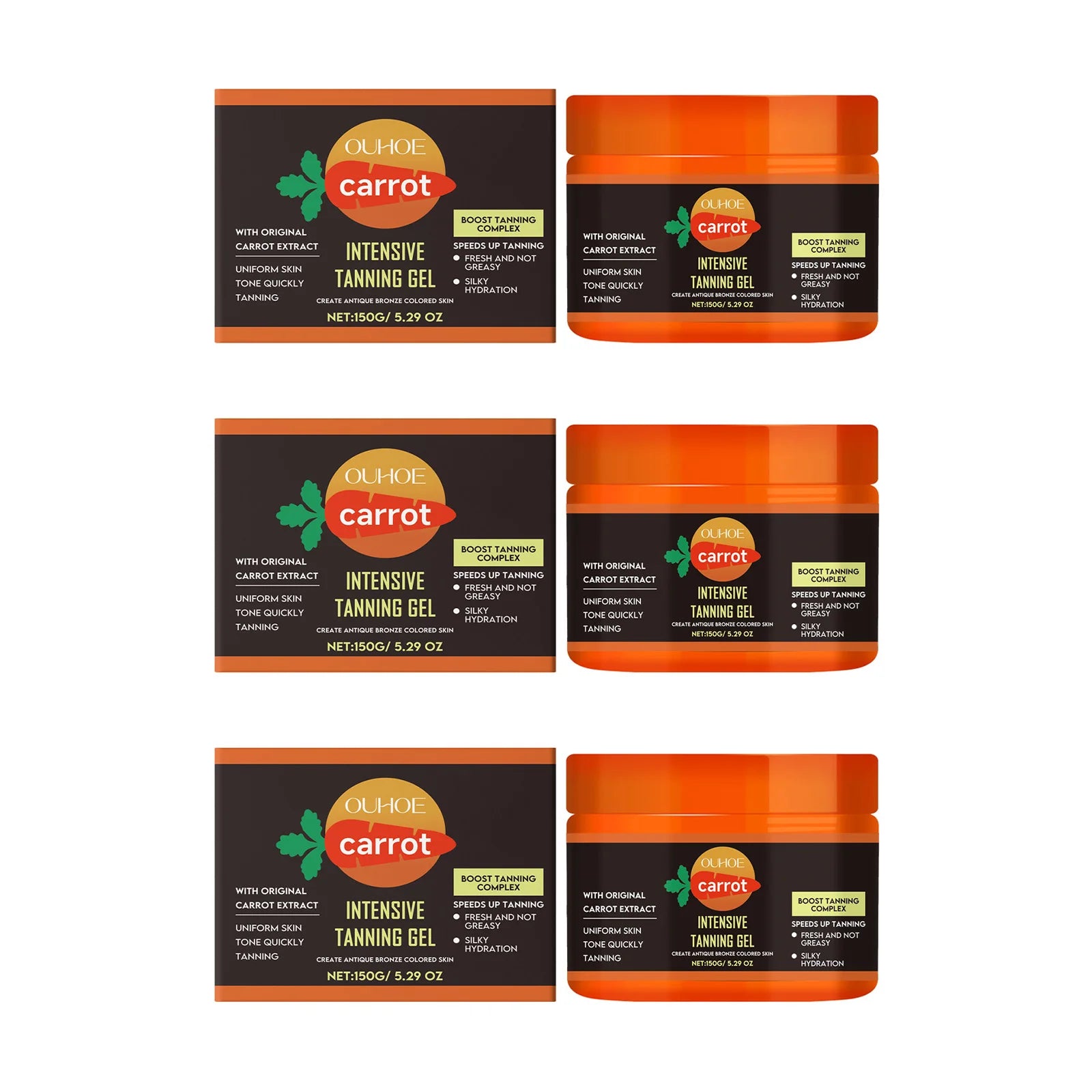 Achieve a Radiant Sun-Kissed Glow with Our Carrot Tanning Gel – Lightweight, Fast Absorbing, and Moisturizing for a Natural Tan!
