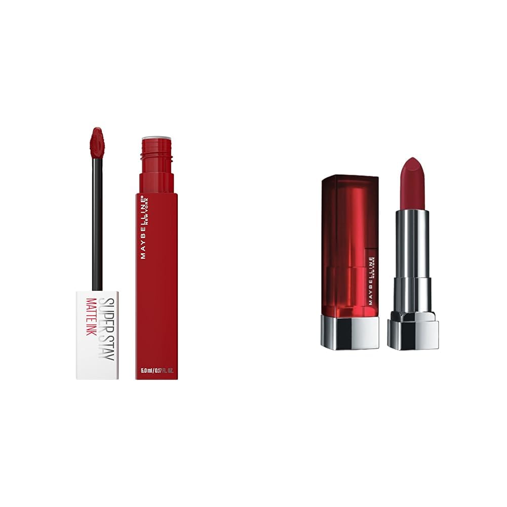 Super Stay Matte Ink Liquid Lipstick Makeup, Long Lasting High Impact Color & Color Sensational Lipstick, Lip Makeup, Matte Finish, Hydrating Lipstick, Nude, Pink, Red