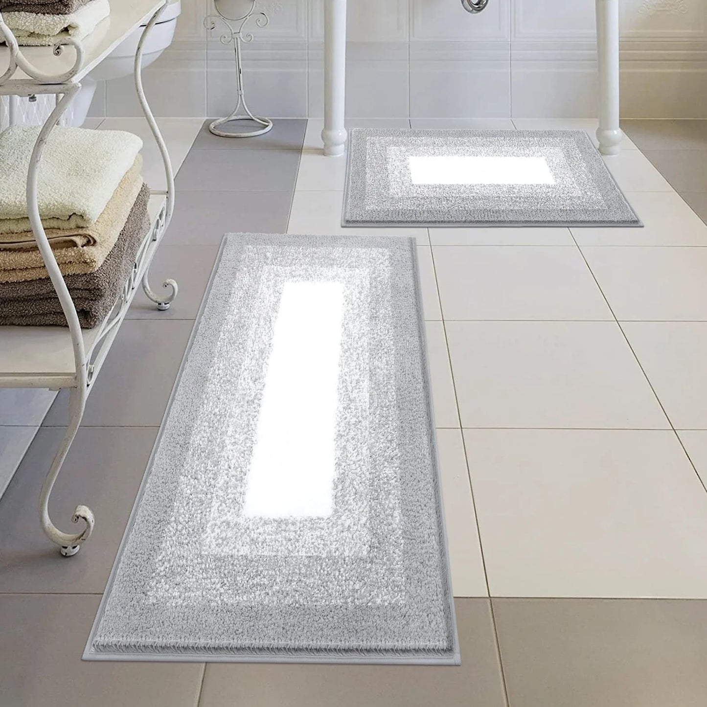 3 Piece Bath Rug Set Microfiber Washable Non Slip Bathroom Rug and Mat Set