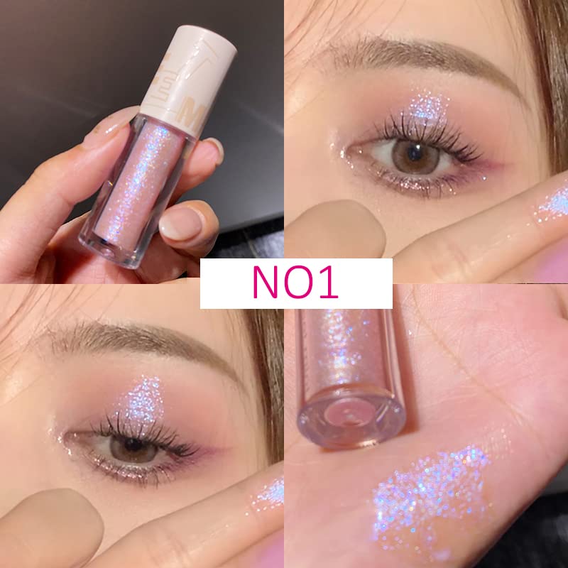 5Pcs Liquid Glitter Eyeshadow Set- Sparkling Metallic High Pigmented Glitter Eye Shadow Korean Crystals Makeup, Quick Drying Long Lasting Creates High-Impact Multi Dimensional Eye Looks