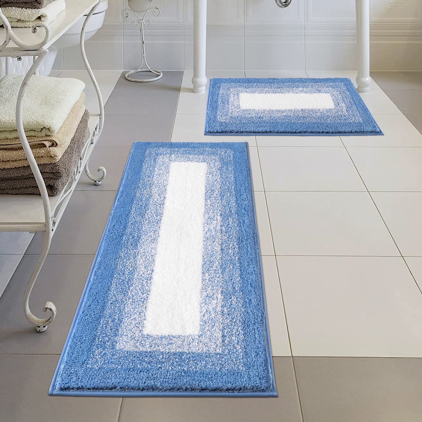 3 Piece Bath Rug Set Microfiber Washable Non Slip Bathroom Rug and Mat Set