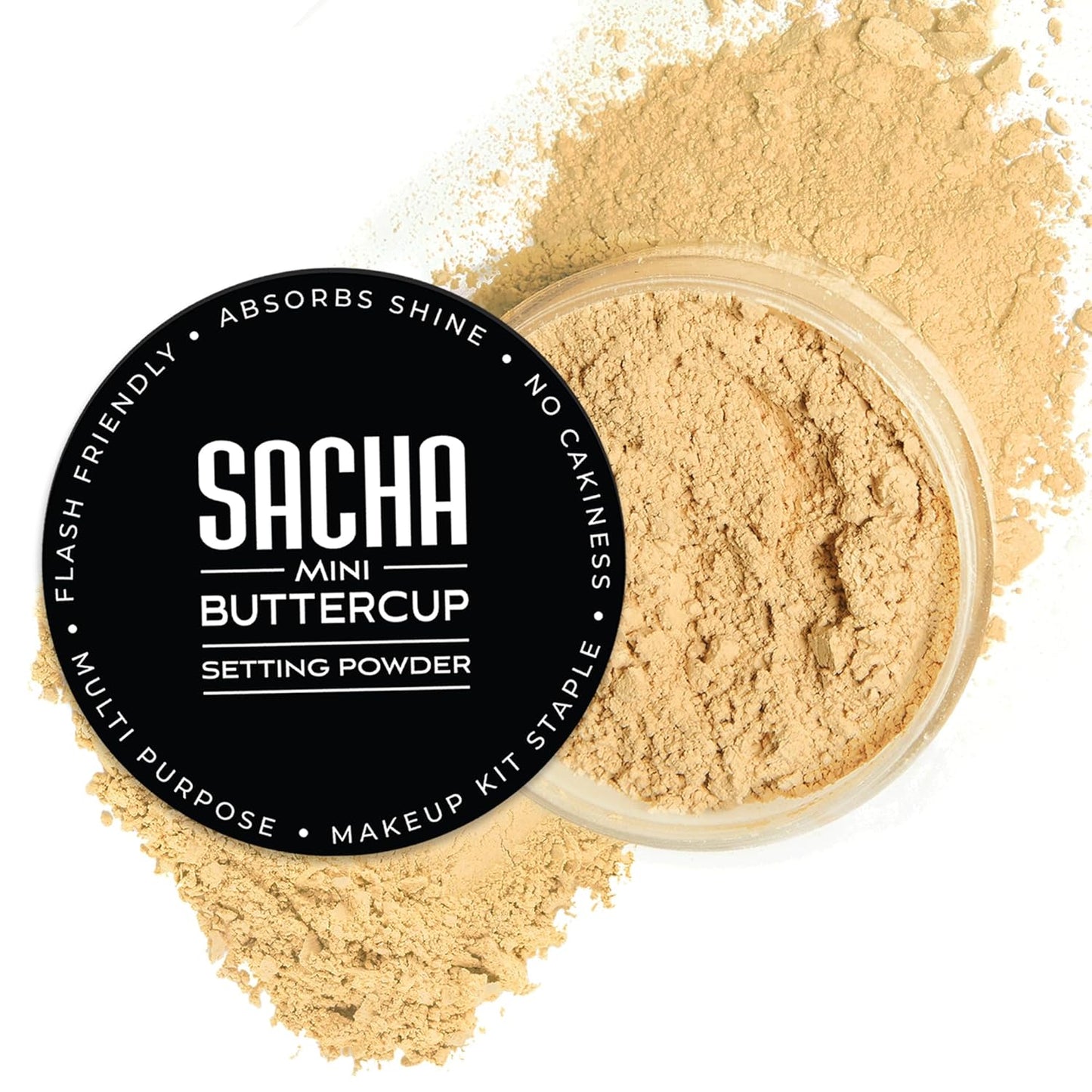 Sacha Buttercup Setting Powder – Medium to Deep Skin Tones Translucent Loose Face Powder, Flashback-Resistant, Oil Control, Long-Wear Matte Finish (1.75 Oz)
