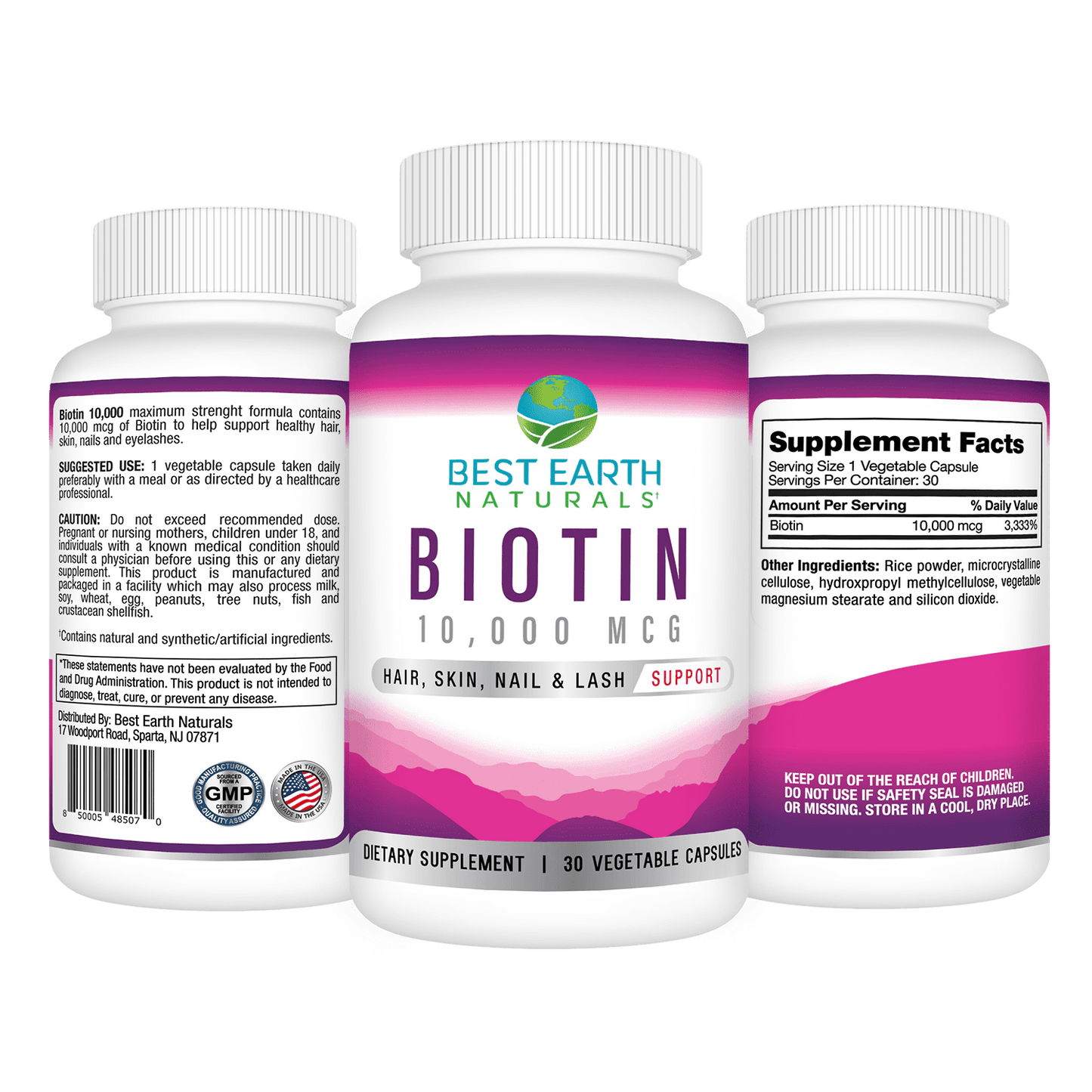 Biotin 10,000, Dietary Supplement, Hair, Skin, Nail and Lash Support, 30 Count