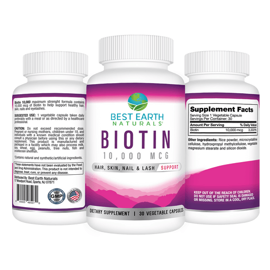 Biotin 10,000, Dietary Supplement, Hair, Skin, Nail and Lash Support, 30 Count
