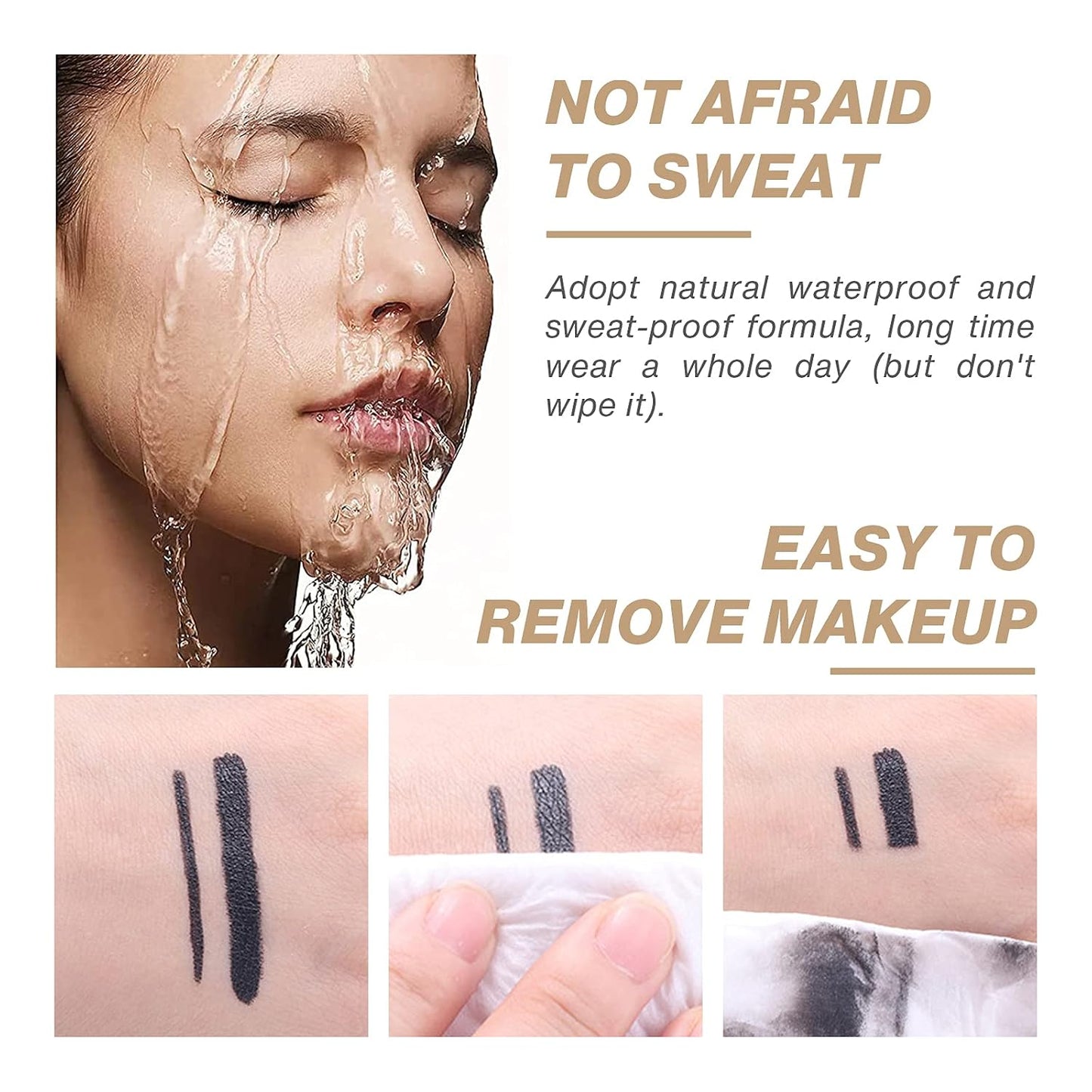 2 Pcs Black Gel Cream Eyeliner Set, Tool Smudge Proof and Waterproof Matte Quick Dry Black Eye-Liner Pencil Tattoo Eyeliner Pen Stick Makeup for Women
