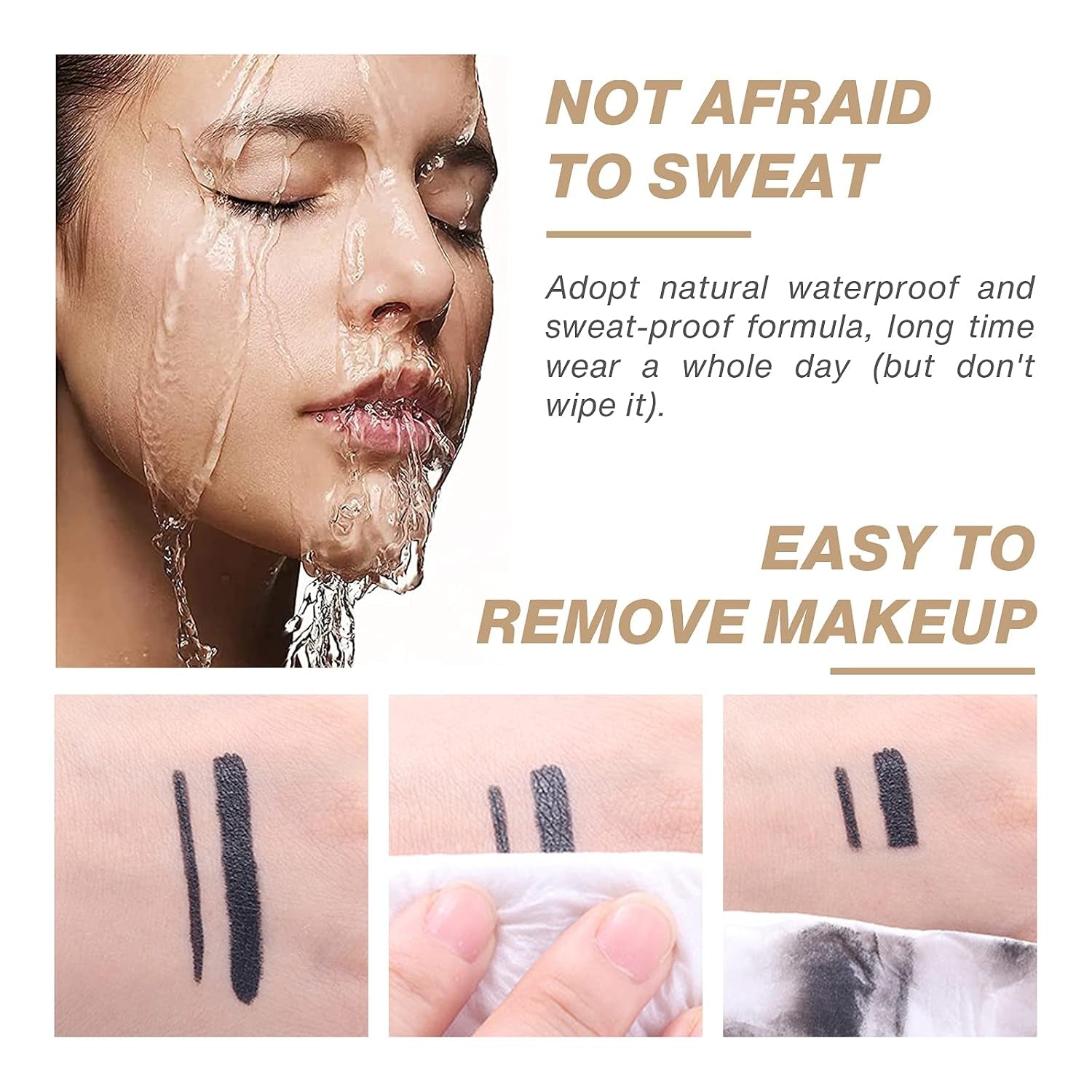 2 Pcs Black Gel Cream Eyeliner Set, Tool Smudge Proof and Waterproof Matte Quick Dry Black Eye-Liner Pencil Tattoo Eyeliner Pen Stick Makeup for Women