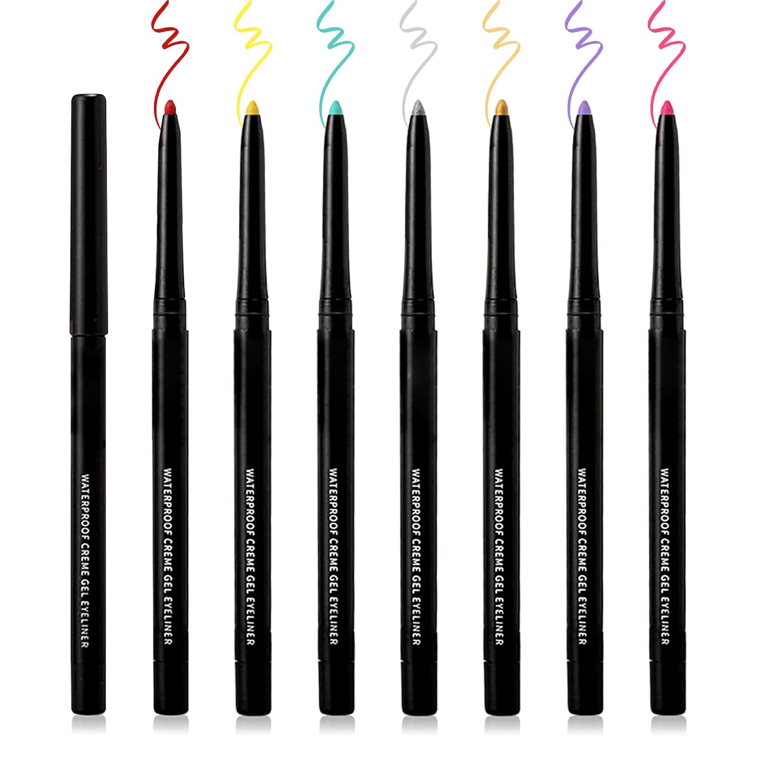 5PCS Black Liquid Eyeliner Stamps Set,Double-Side Winged Eyeliner Stencil Pen,Waterproof Long Lasting Eye Liners Stamp Eyeliner Pencil Tattoo Makeup Tools with Heart,Flower,Star,Butterfly,Cone Shapes