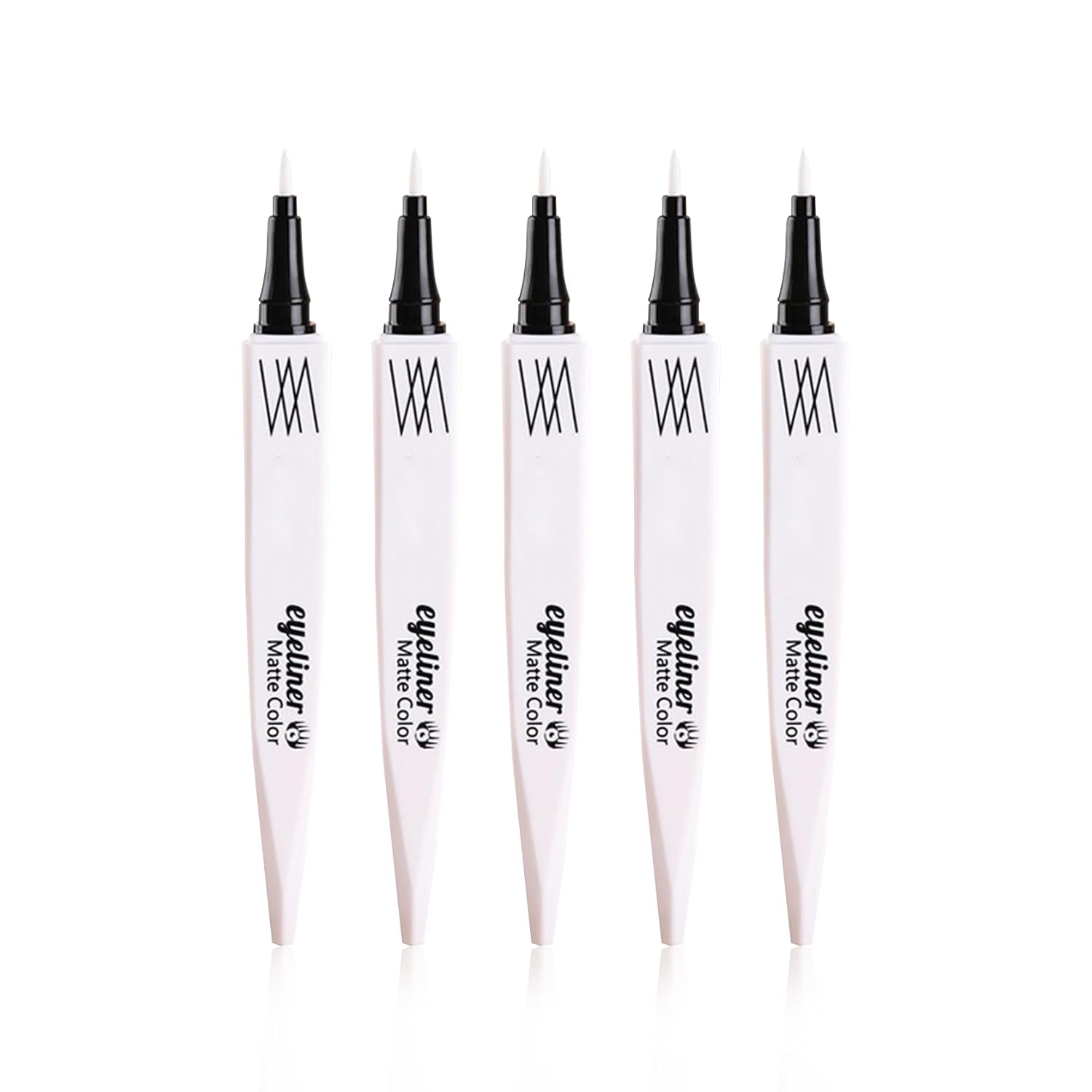 5PCS Black Liquid Eyeliner Stamps Set,Double-Side Winged Eyeliner Stencil Pen,Waterproof Long Lasting Eye Liners Stamp Eyeliner Pencil Tattoo Makeup Tools with Heart,Flower,Star,Butterfly,Cone Shapes