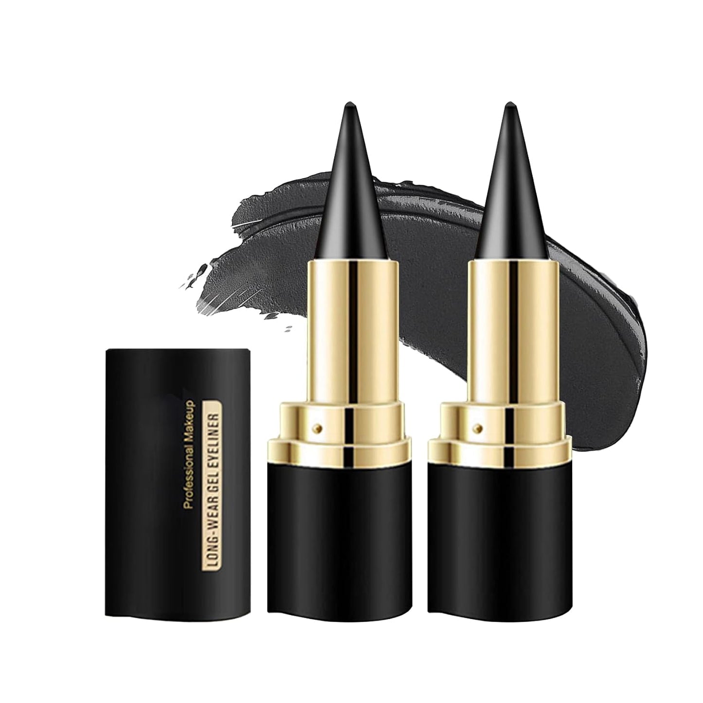 5PCS Black Liquid Eyeliner Stamps Set,Double-Side Winged Eyeliner Stencil Pen,Waterproof Long Lasting Eye Liners Stamp Eyeliner Pencil Tattoo Makeup Tools with Heart,Flower,Star,Butterfly,Cone Shapes