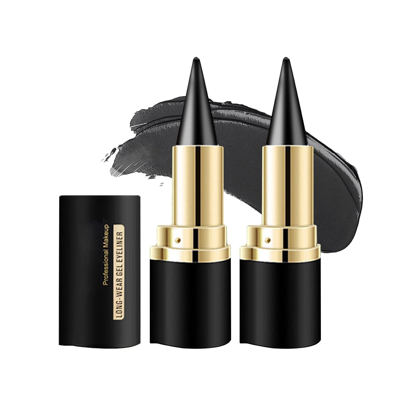 5PCS Black Liquid Eyeliner Stamps Set,Double-Side Winged Eyeliner Stencil Pen,Waterproof Long Lasting Eye Liners Stamp Eyeliner Pencil Tattoo Makeup Tools with Heart,Flower,Star,Butterfly,Cone Shapes