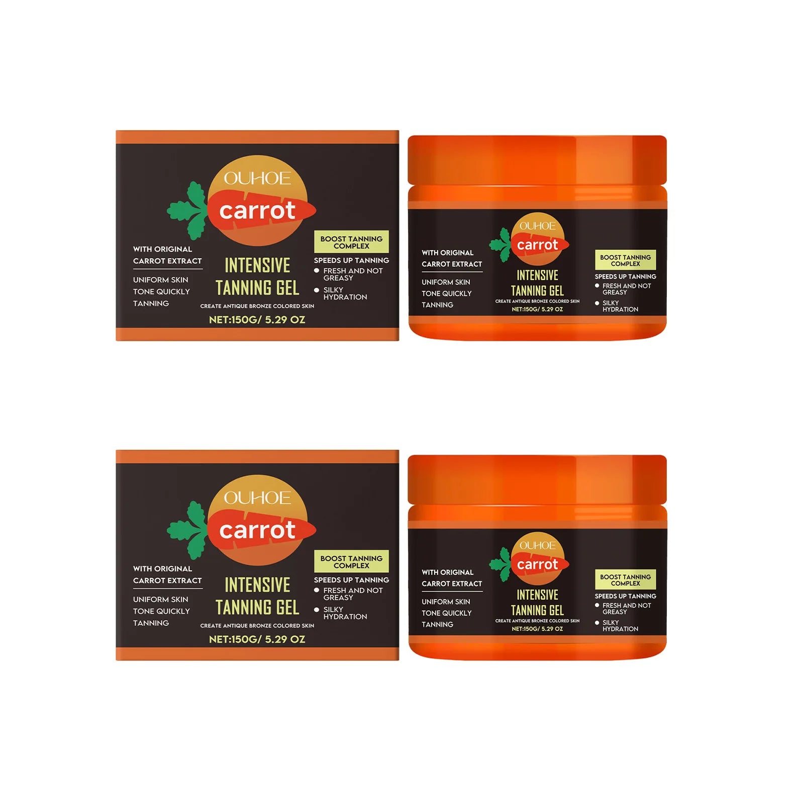 Achieve a Radiant Sun-Kissed Glow with Our Carrot Tanning Gel – Lightweight, Fast Absorbing, and Moisturizing for a Natural Tan!