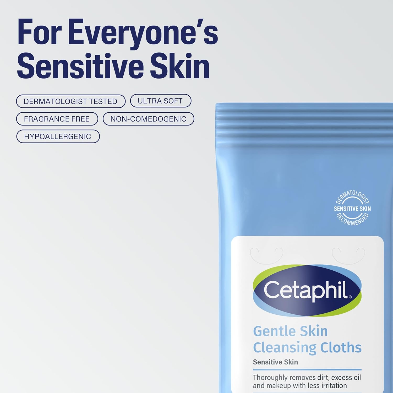 Face and Body Wipes, Gentle Skin Cleansing Cloths, for Dry, Sensitive Skin, Flip Top Closure, Great for the Gym, Travel, in the Car, Hypoallergenic, Fragrance Free, 10 Count (Pack of 12)