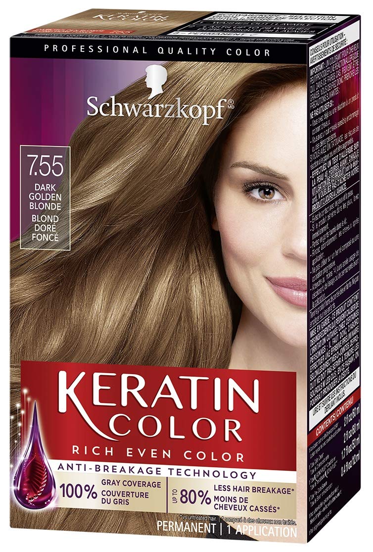 Keratin Color 7.55 Dark Golden Blonde Permanent 100% Gray Coverage