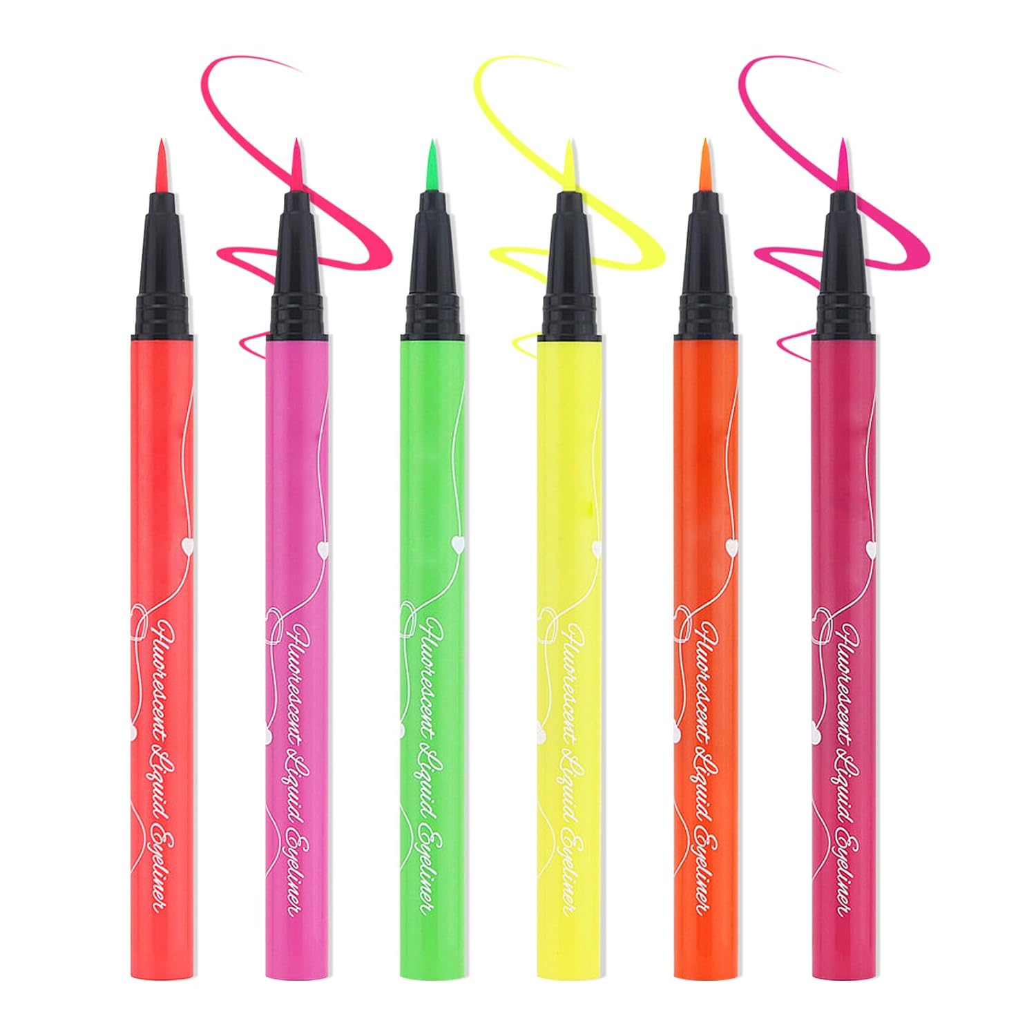 5PCS Black Liquid Eyeliner Stamps Set,Double-Side Winged Eyeliner Stencil Pen,Waterproof Long Lasting Eye Liners Stamp Eyeliner Pencil Tattoo Makeup Tools with Heart,Flower,Star,Butterfly,Cone Shapes
