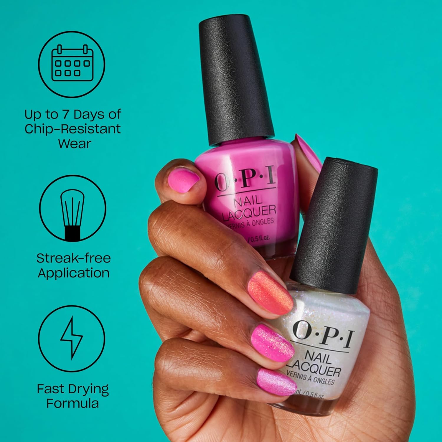 OPI Nail Lacquer Classic Nail Polish Colors | Crème, Shimmer, and Glitter Chip Resistant Nail-Polish | Fast Drying, Streak-Free Formula | 0.5 Fl Oz