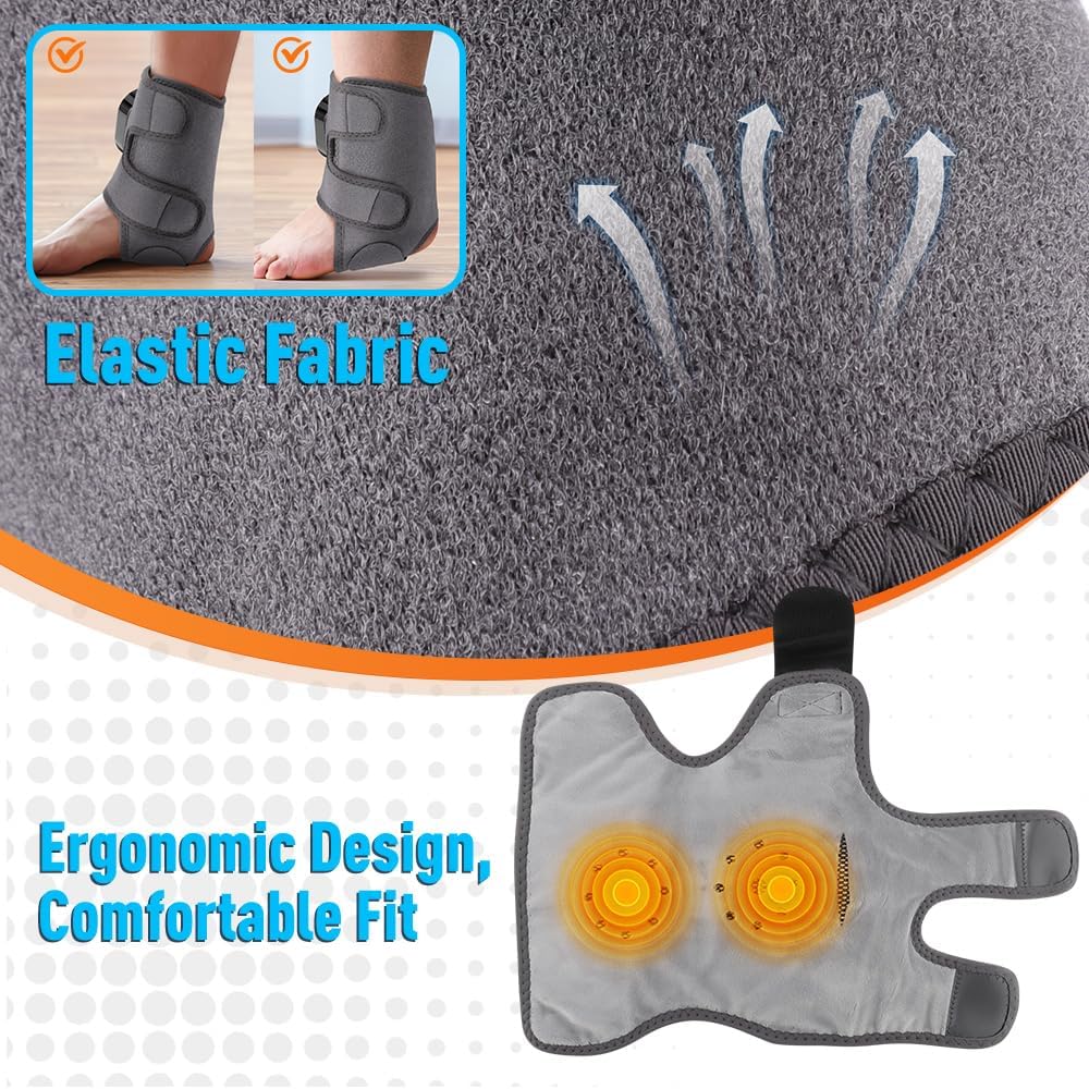 2-Pack Foot Renew Foot Massager, Cordless Ankle Heating Pad with Massager, Foot and Ankle Massager with Heat, 6 Heat Levels & 3 Massage Modes with Timer (Grey)