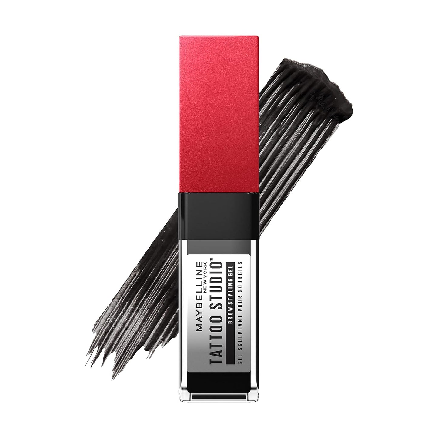 Maybelline Tattoo Studio Brow Styling Gel, Waterproof Eyebrow Make Up, Brow Tint for up to 36HR Wear, Medium Brown, 1 Count