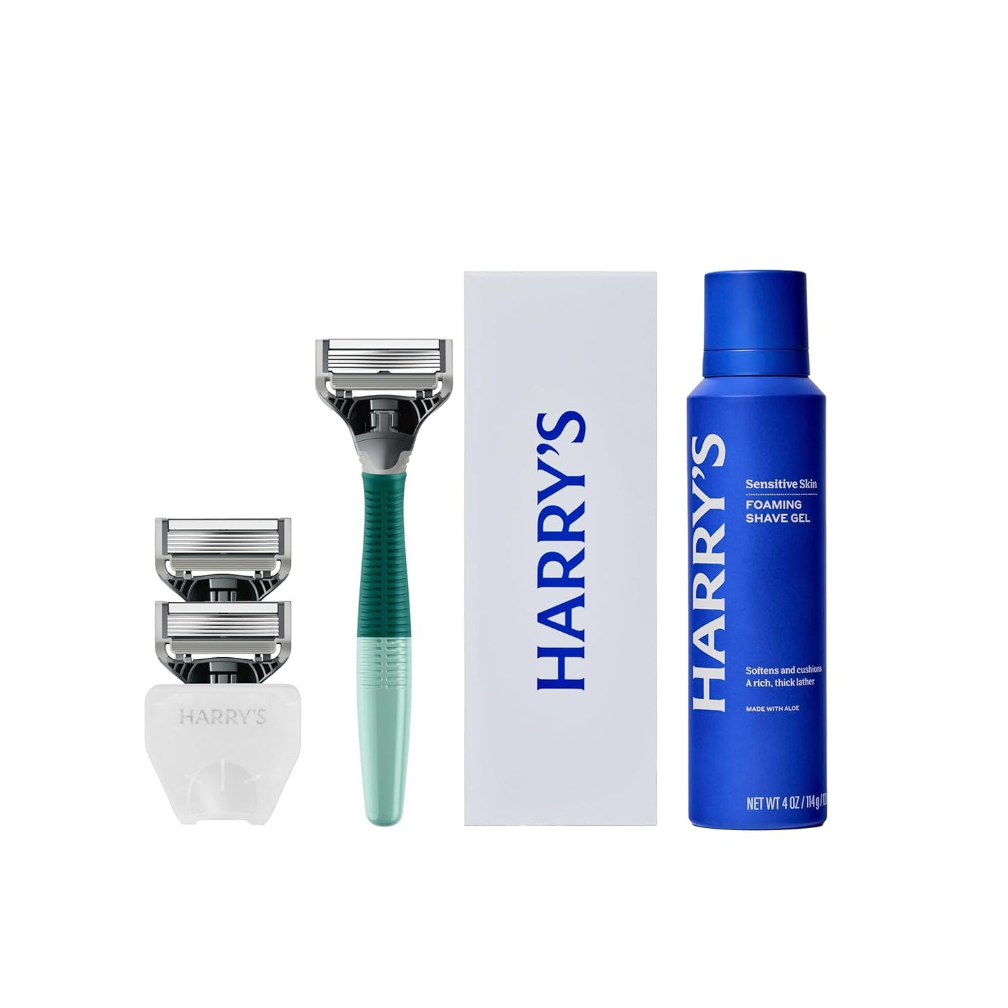 Original Shaving Kit for Men - Razor Handle, 3 Razor Blade Refills, Foaming Shave Gel, and Travel Blade Cover - German Engineered - Charcoal