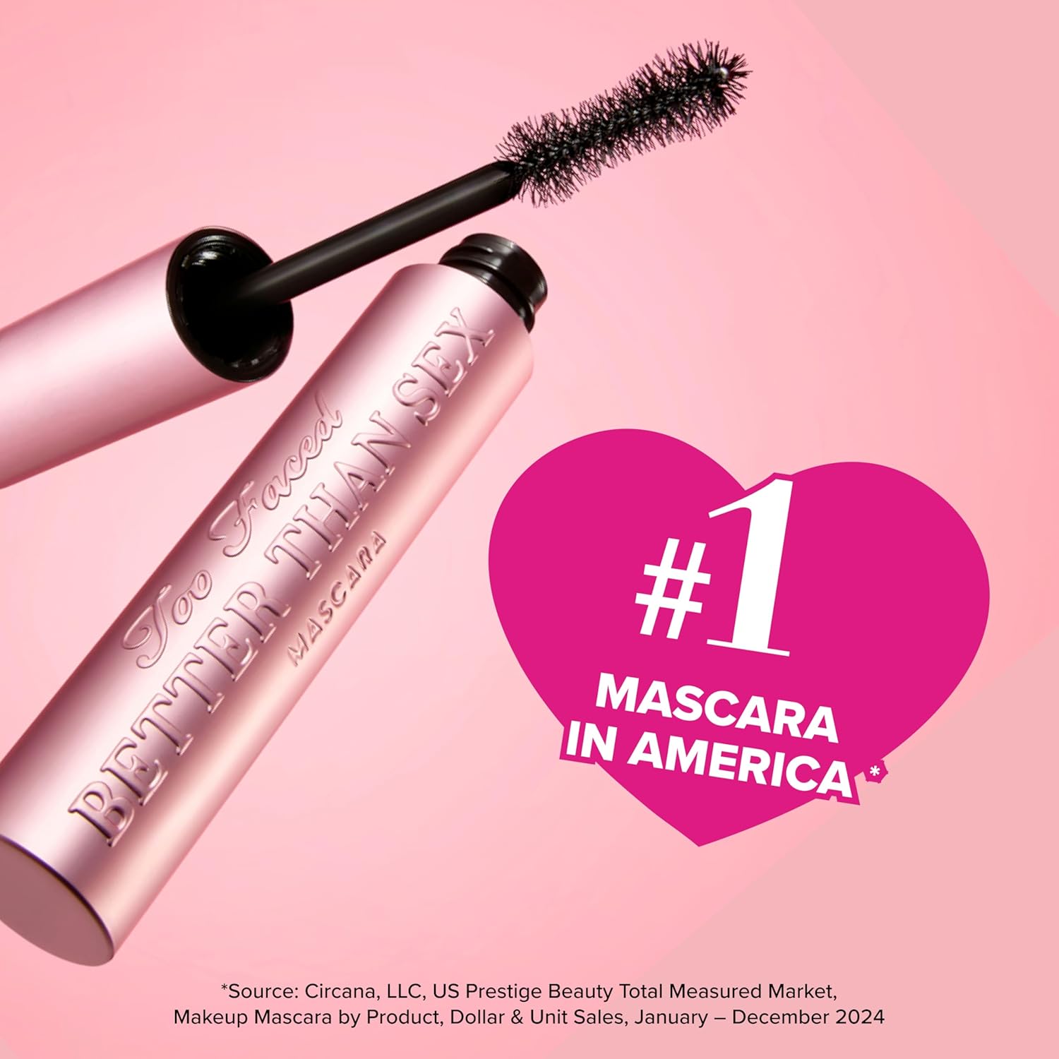 Too Faced Better than Sex Volumizing and Lengthening Mascara | Vegan Formula, Dramatic Volume and Length | Cruelty-Free Eye Makeup + Hourglass Brush for False Lash Effect