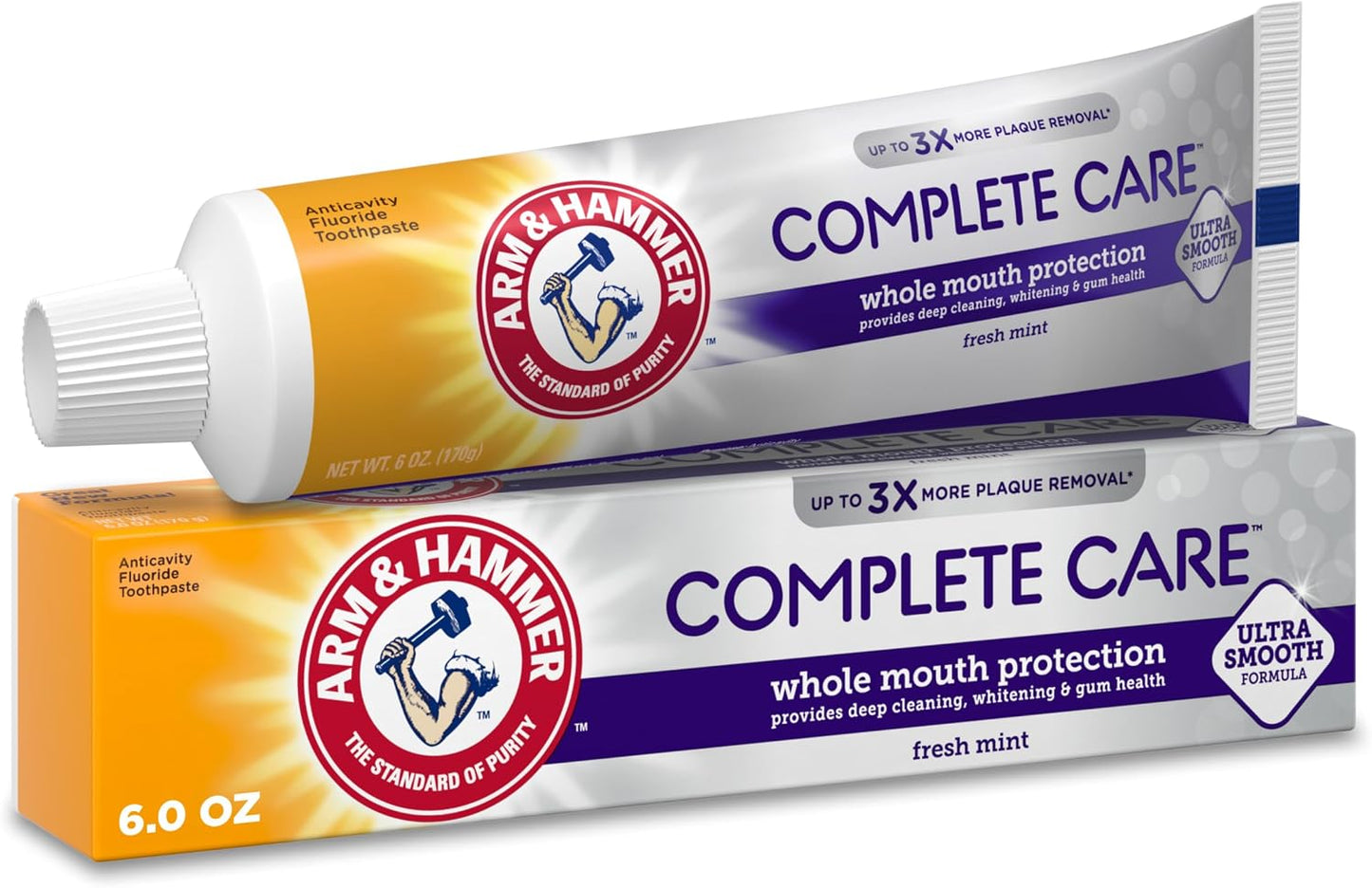 Complete Care Toothpaste, Teeth Whitening Toothpaste with Baking Soda, Fluoride, Whole Mouth Protection, Fresh Mint Flavor, 6.0 Oz (Pack of 4)