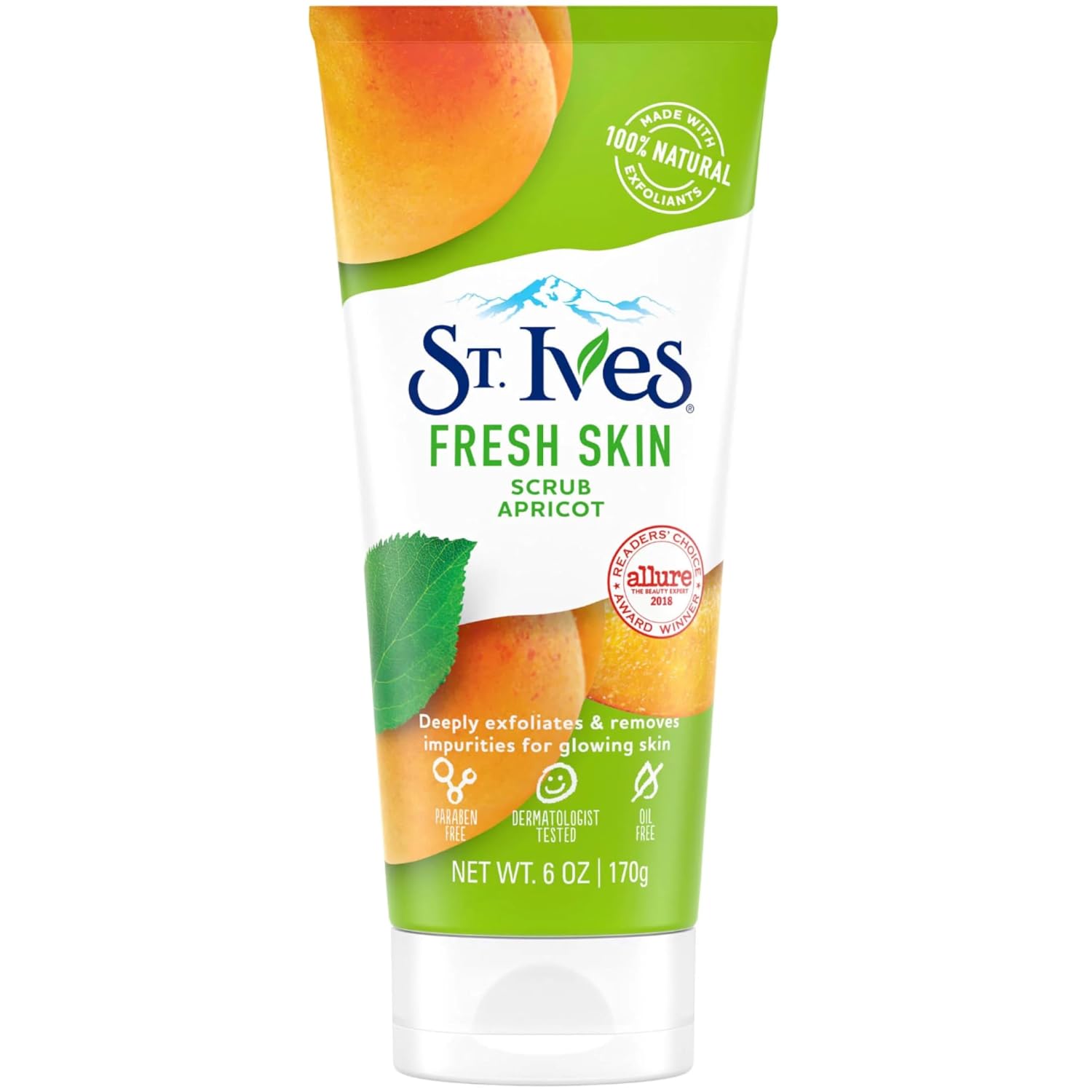 Fresh Skin Apricot Face Scrub, Deep Exfoliator Skin Care for Clean, Glowing Skin, Oil-Free Facial Scrub Made with 100% Natural Exfoliants, 6 Oz