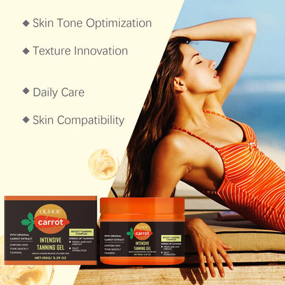 Achieve a Radiant Sun-Kissed Glow with Our Carrot Tanning Gel – Lightweight, Fast Absorbing, and Moisturizing for a Natural Tan!