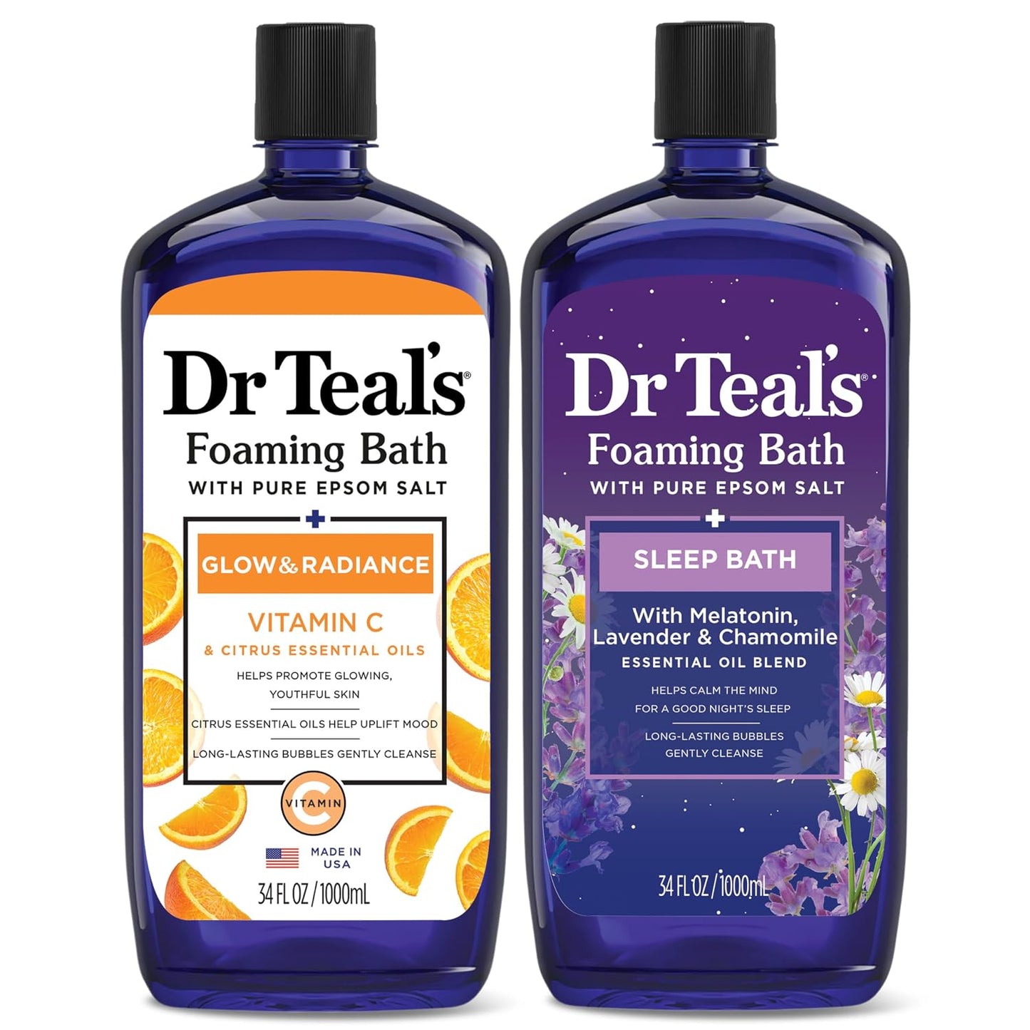Foaming Bath with Pure Epsom Salt, Soothe & Sleep with Lavender, 34 Fl Oz (Pack of 2)