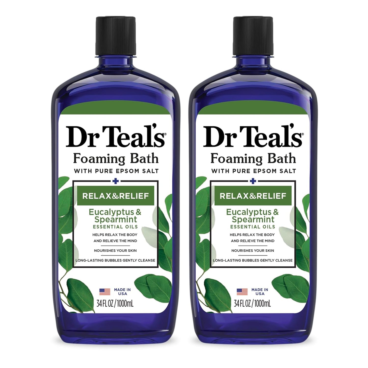 Foaming Bath with Pure Epsom Salt, Soothe & Sleep with Lavender, 34 Fl Oz (Pack of 2)