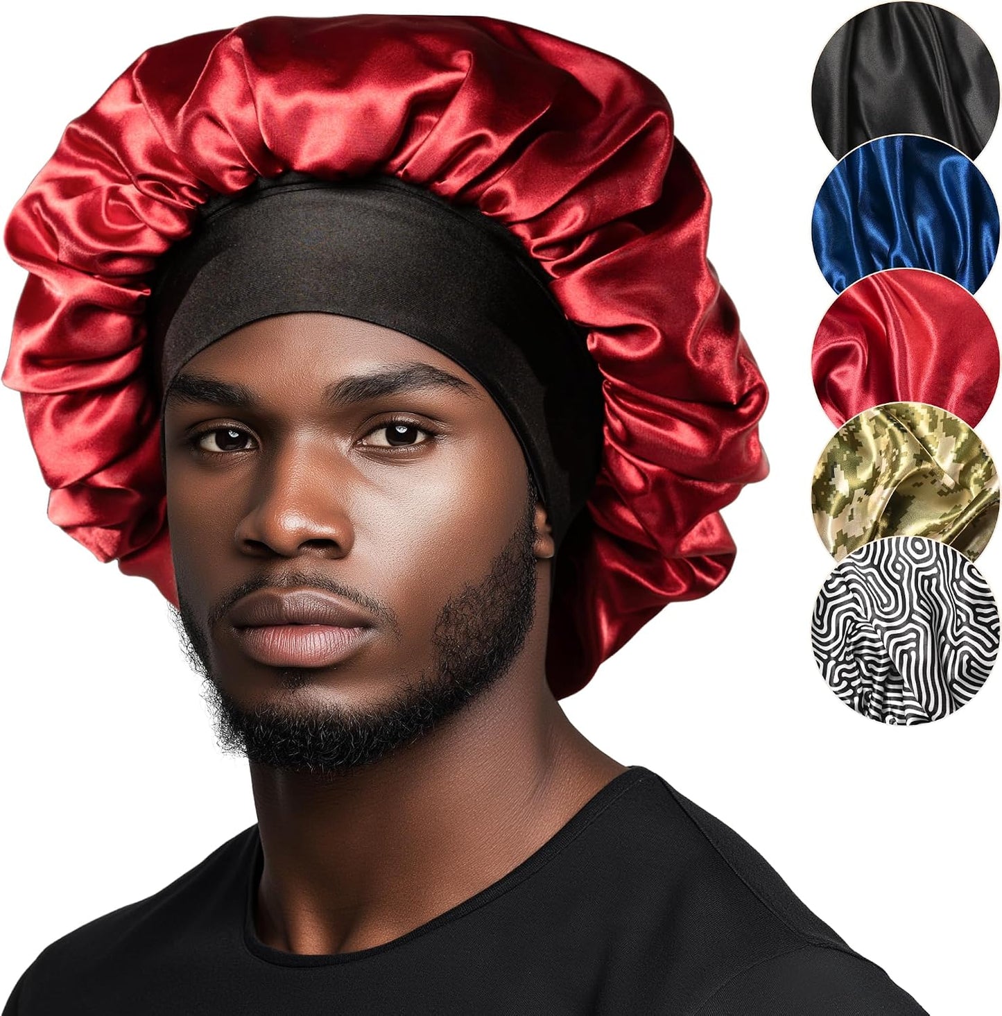 Niagara Satin Bonnet Men - Bonnet for Sleeping Men - Reversible Night Cap - Mens Bonnet for Curly Hair