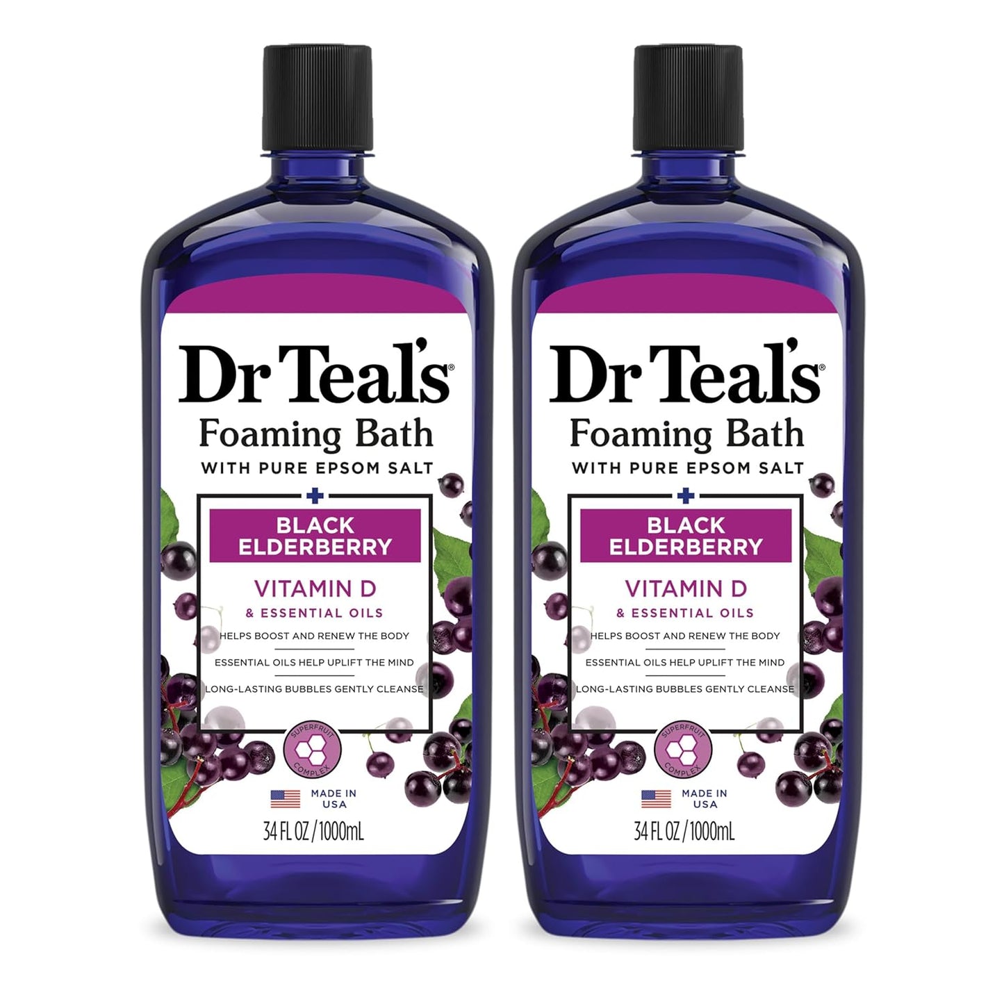Foaming Bath with Pure Epsom Salt, Soothe & Sleep with Lavender, 34 Fl Oz (Pack of 2)