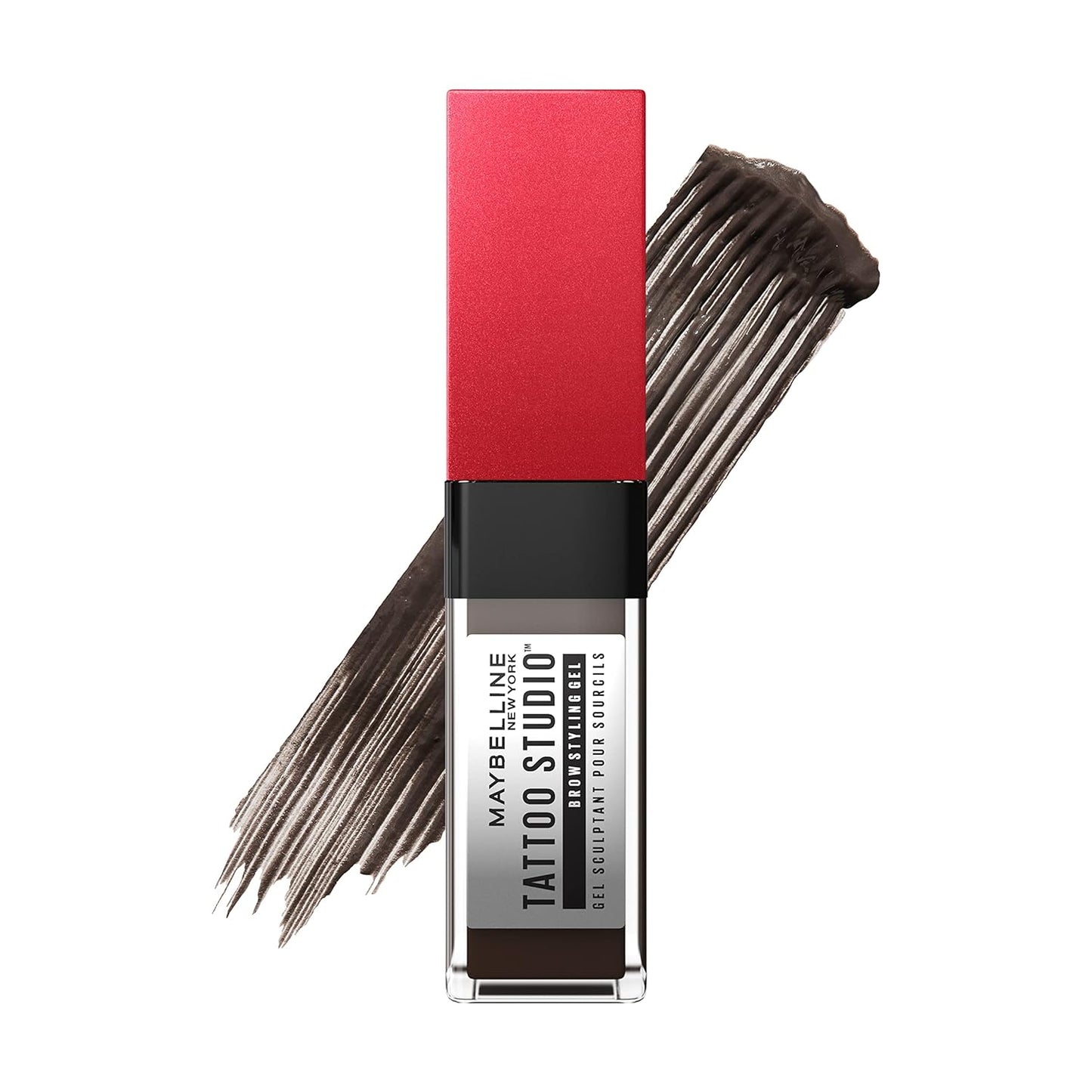 Maybelline Tattoo Studio Brow Styling Gel, Waterproof Eyebrow Make Up, Brow Tint for up to 36HR Wear, Medium Brown, 1 Count