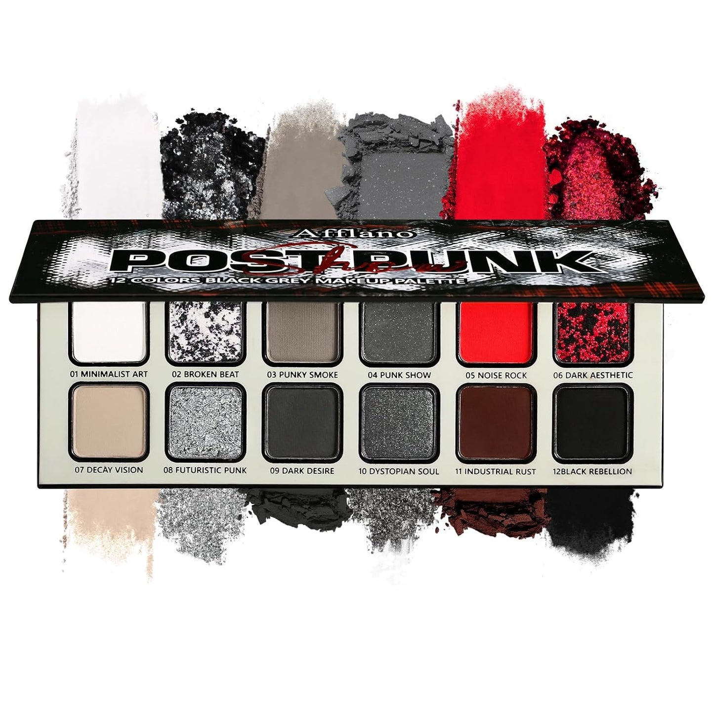 Black White Makeup Palette, White Pressed Setting Powder Goth Halloween Black Gothic Foundation & Eyeshadow Kit, Matte Finish for Smokey Eyes, High-Pigment Face Paint Skeleton Cosplay & Costume Looks