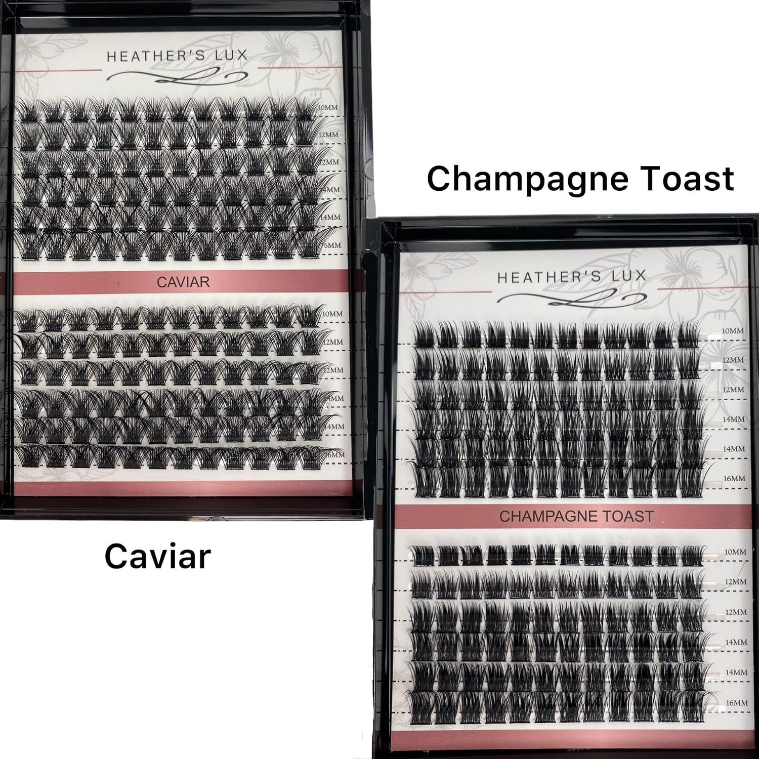 HEATHER’S LUX DIY Eyelash Lash Extension Kit Lash Clusters Lash Kit with 144 Pieces, Tweezers, Bond, Seal & Glue Remover, Reusable Individual Segment Lashes (Champagne Toast)