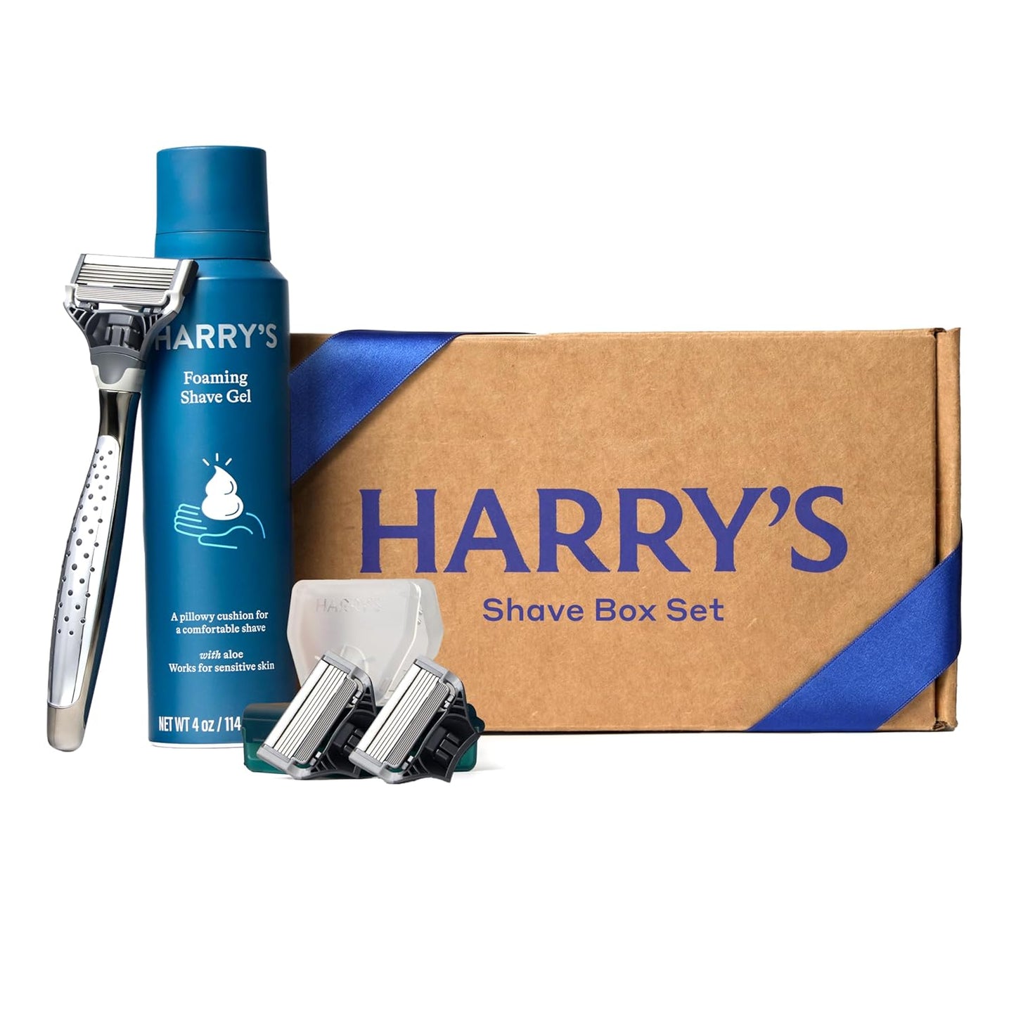 Original Shaving Kit for Men - Razor Handle, 3 Razor Blade Refills, Foaming Shave Gel, and Travel Blade Cover - German Engineered - Charcoal